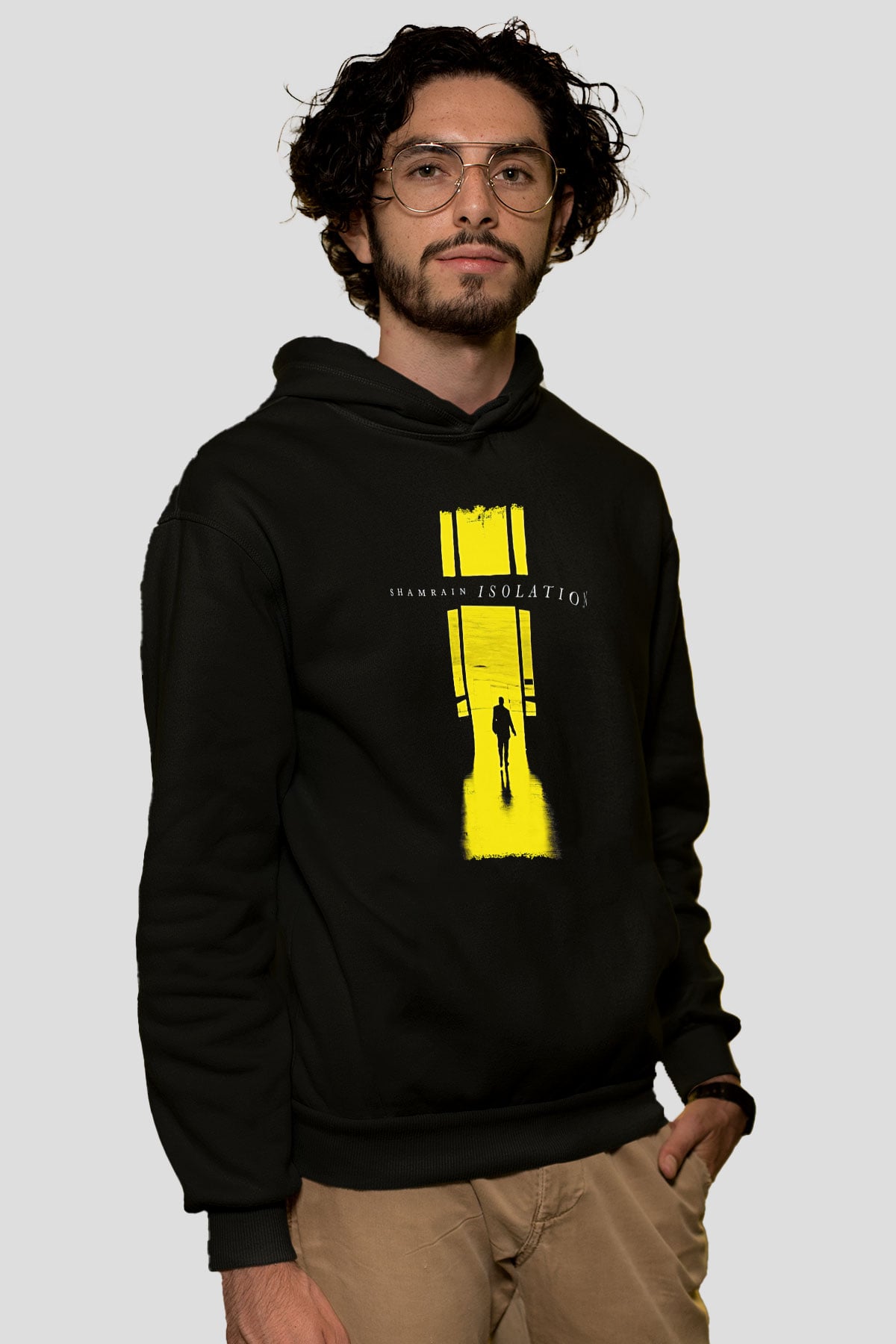 Shamrain Baskılı Unisex Siyah Kapüşonlu Sweatshirt