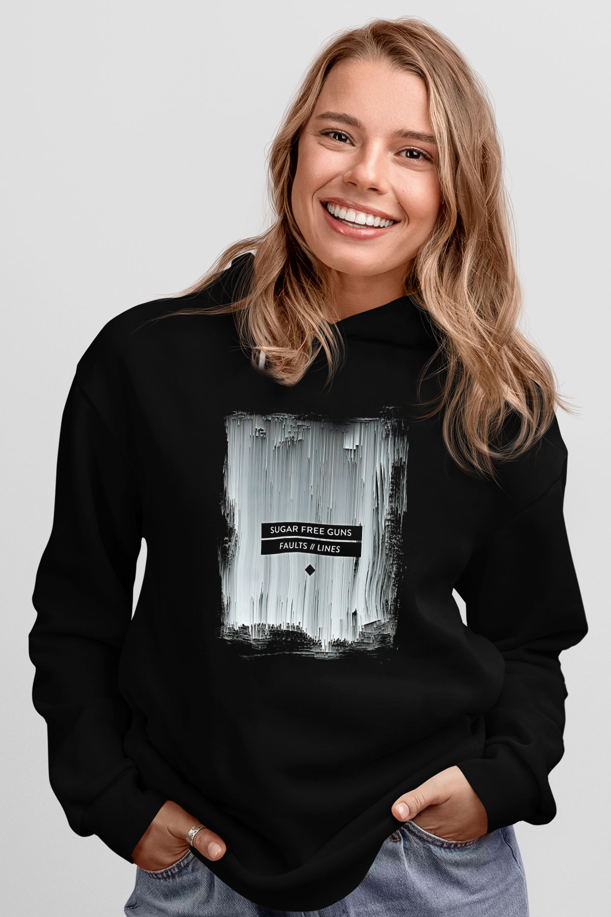 Shamrain Baskılı Unisex Siyah Kapüşonlu Sweatshirt