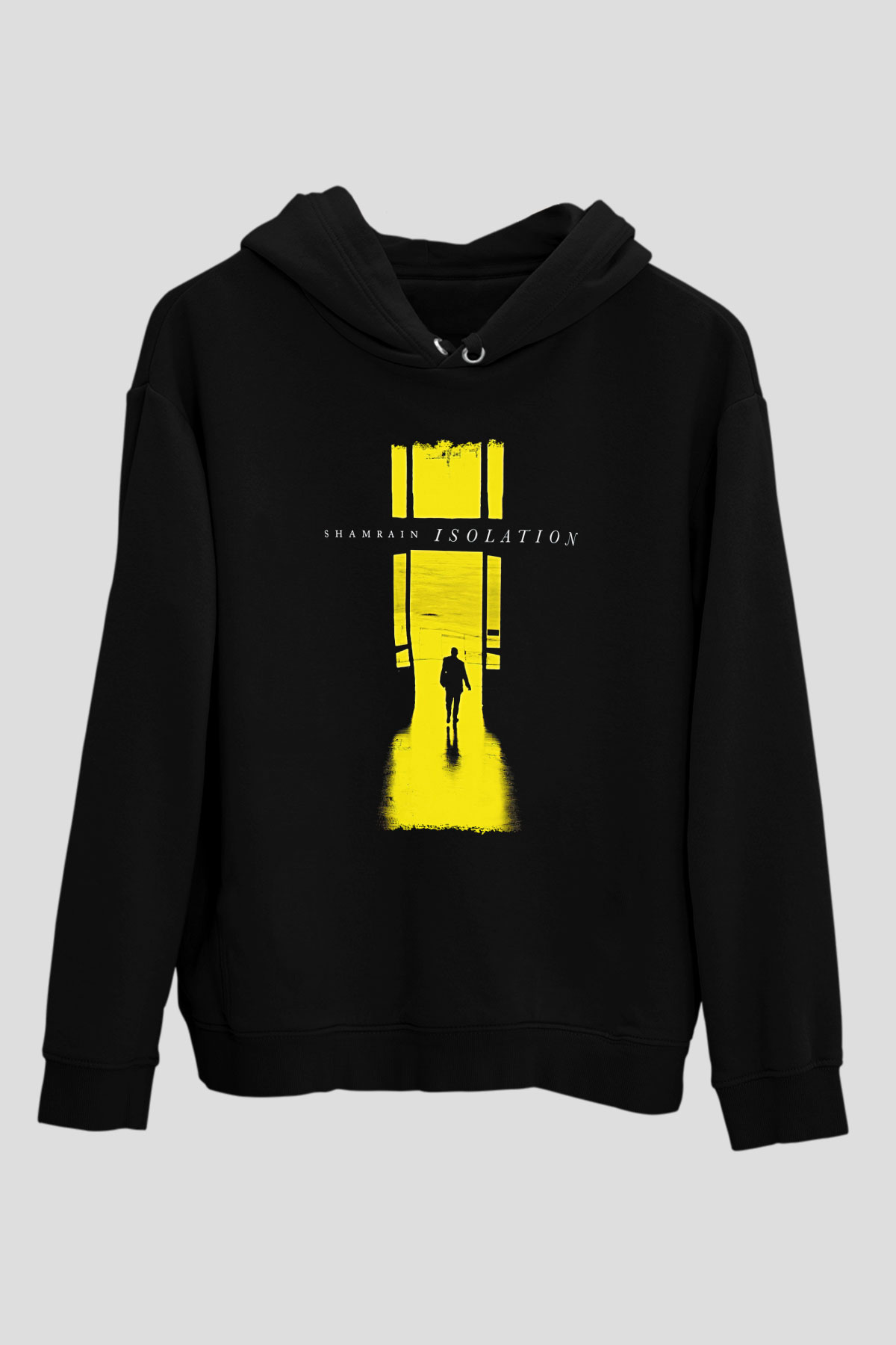 Shamrain Baskılı Unisex Siyah Kapüşonlu Sweatshirt
