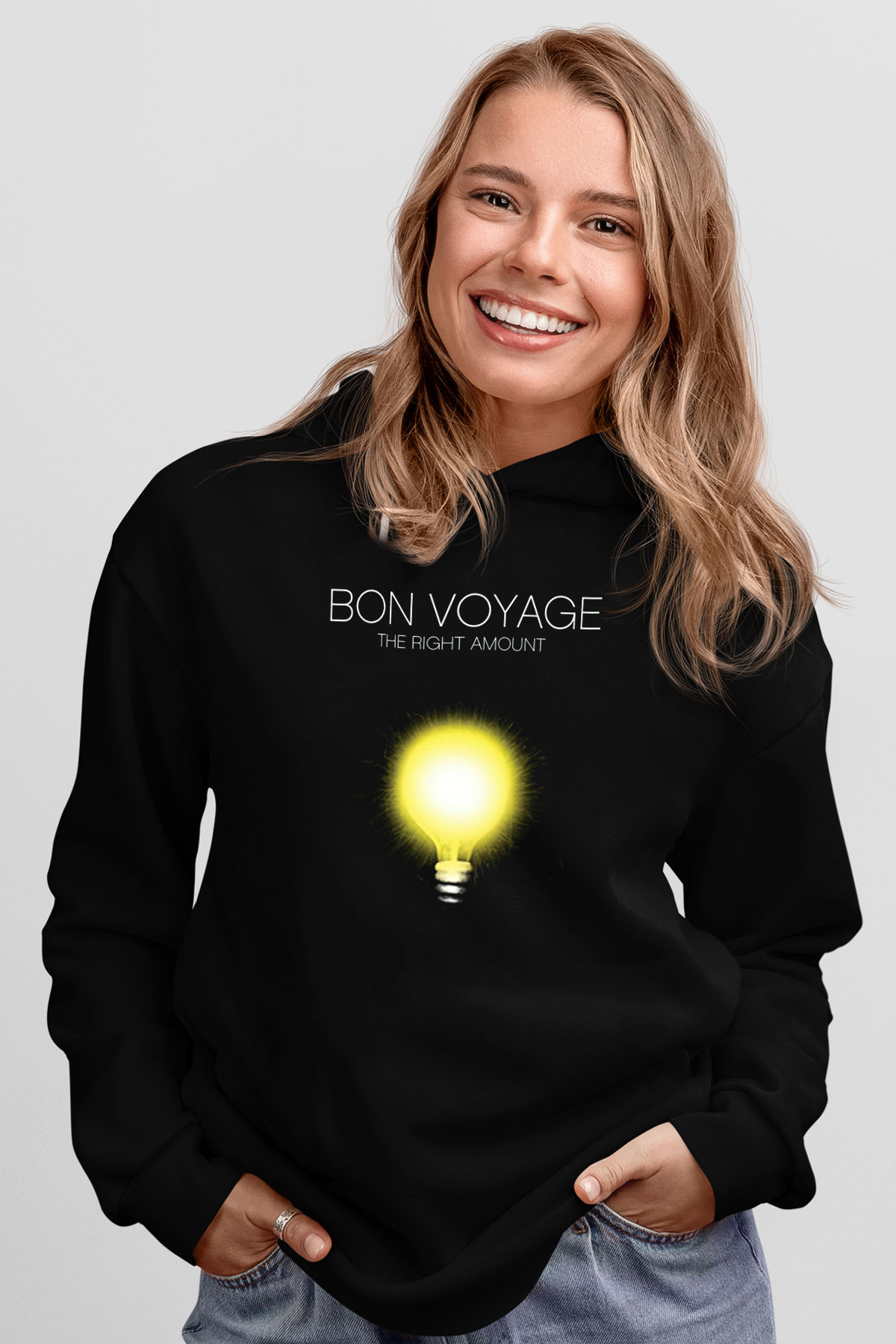 Shamrain Baskılı Unisex Siyah Kapüşonlu Sweatshirt