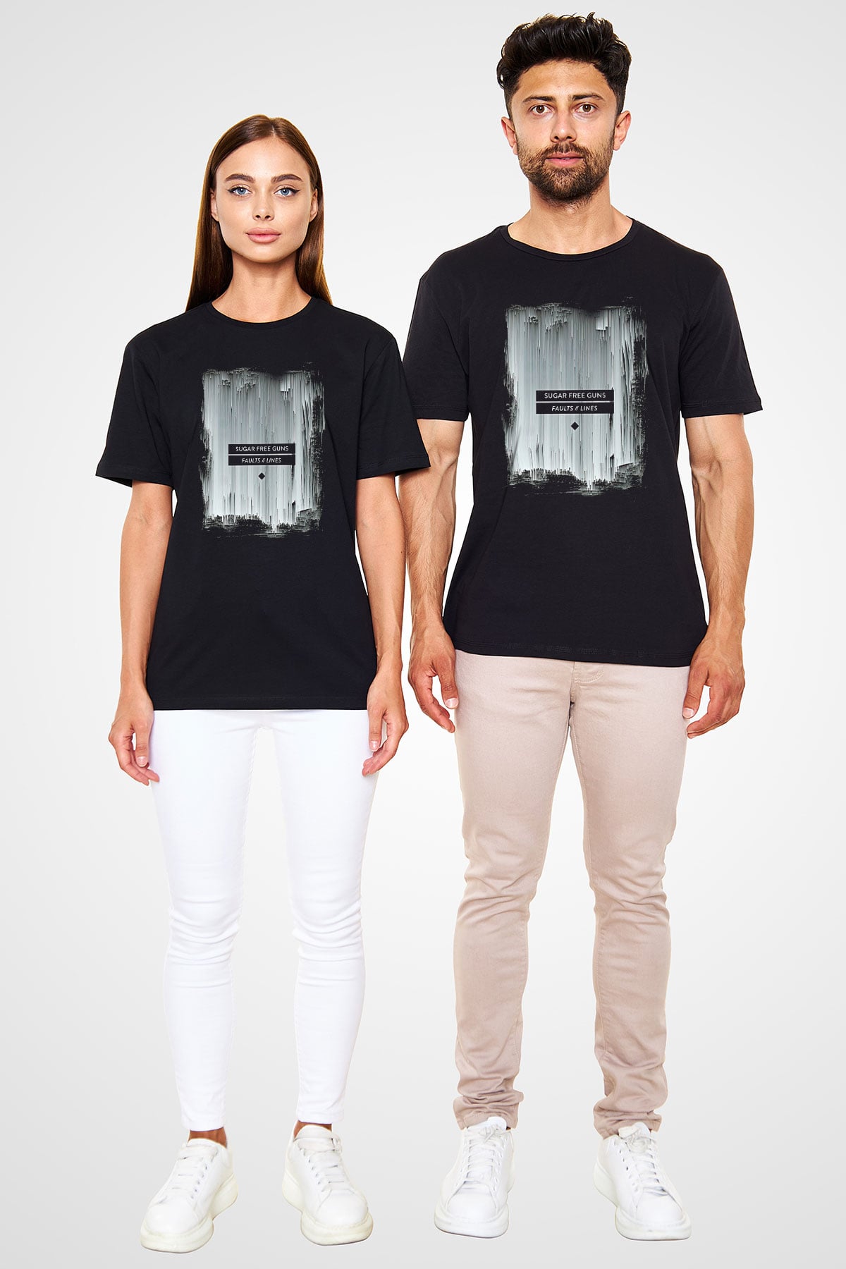 Shamrain Baskılı Unisex Siyah Tişört - Tshirt