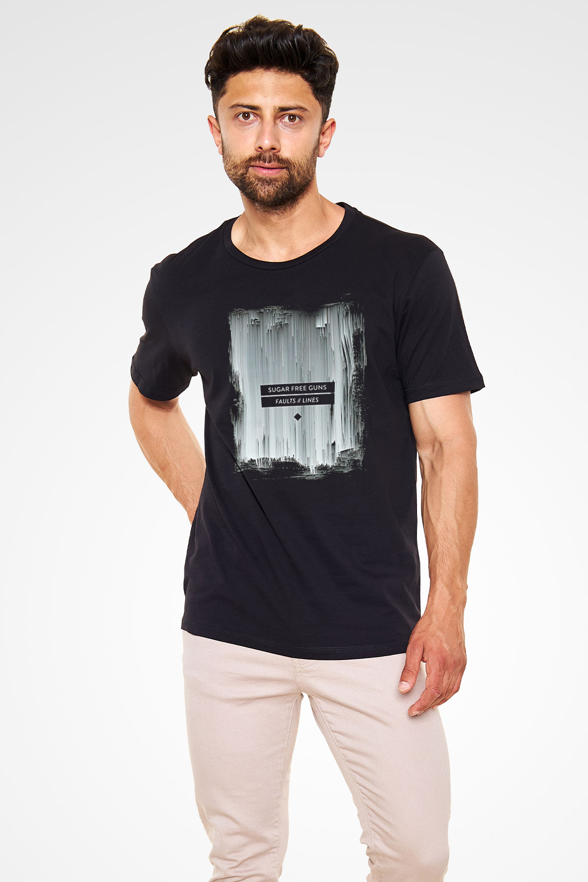 Shamrain Baskılı Unisex Siyah Tişört - Tshirt