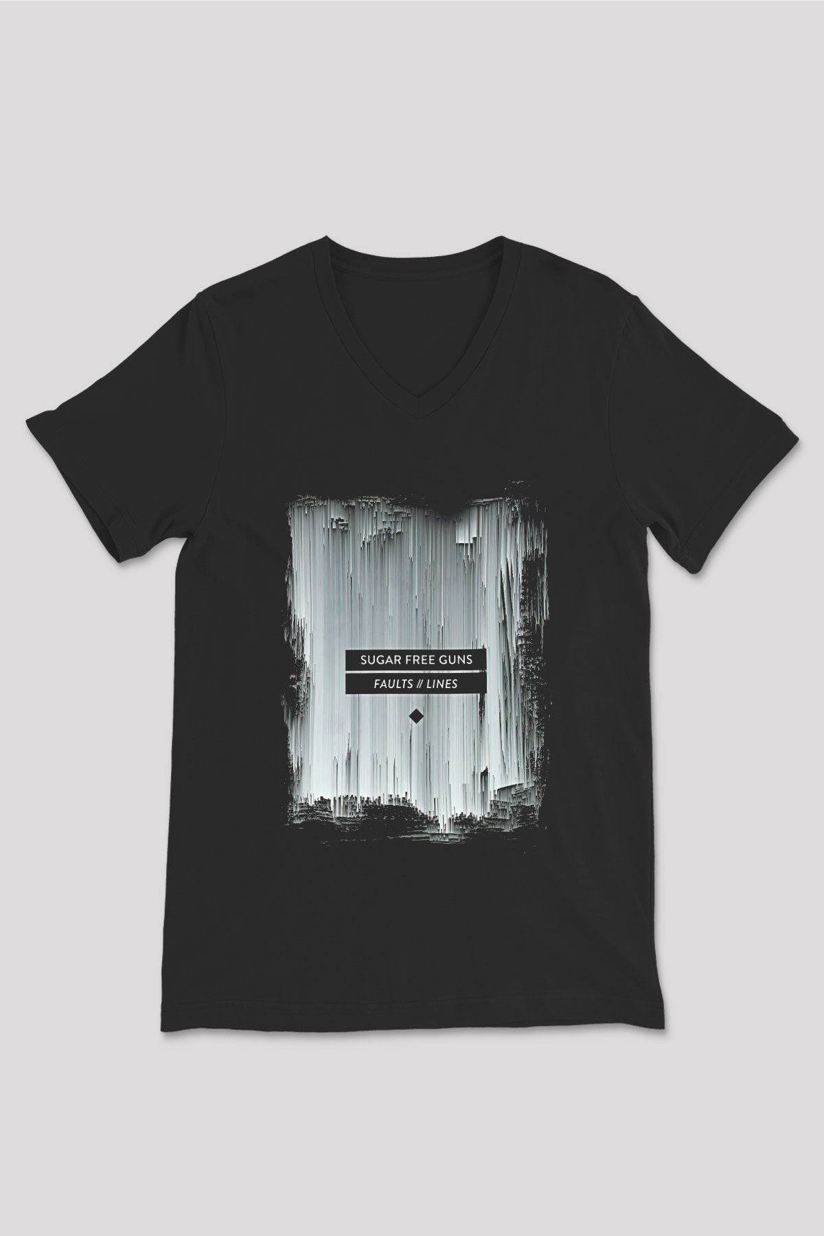 Shamrain Baskılı Unisex Siyah V Yaka Tişört - Tshirt