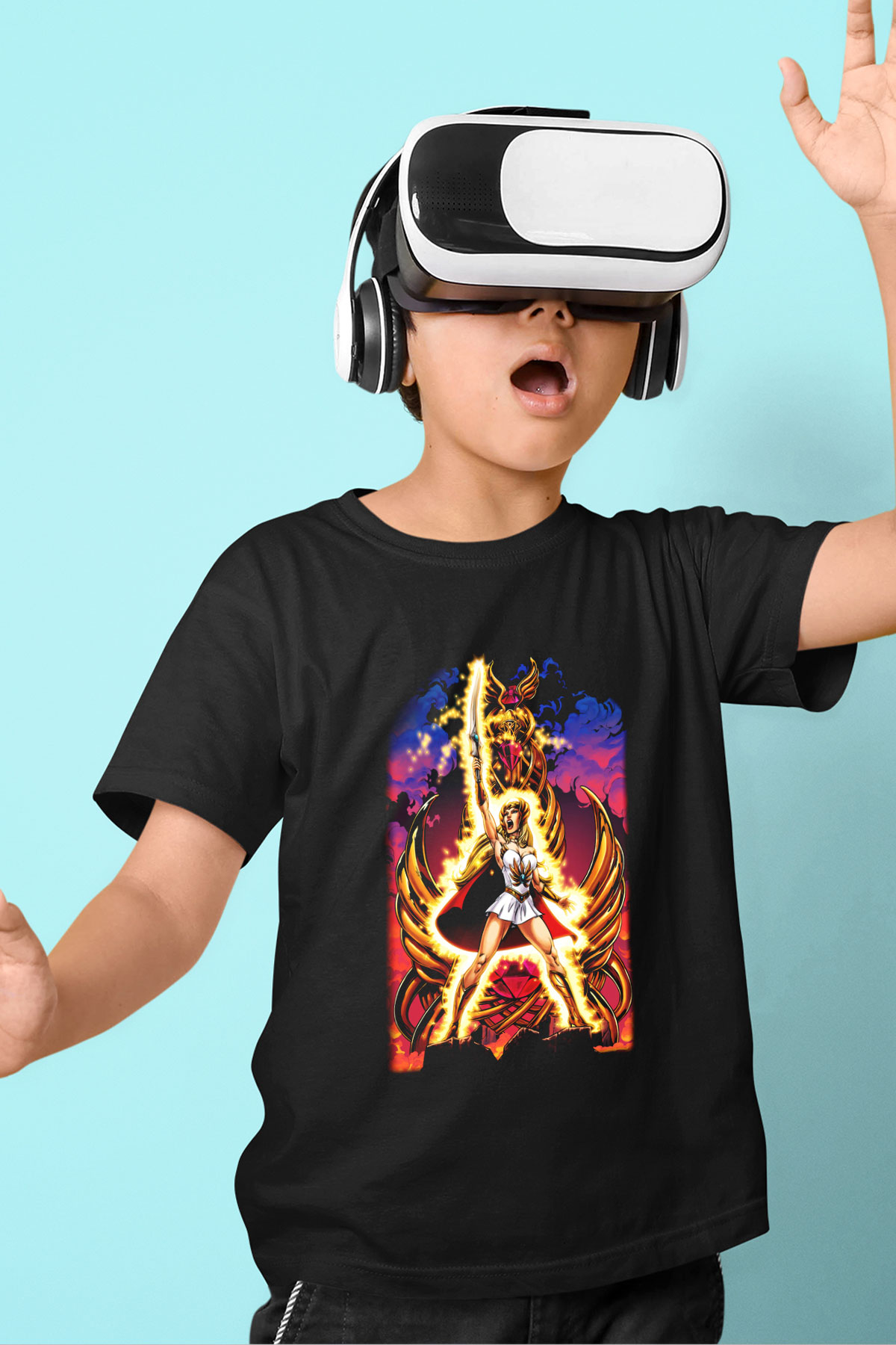 She-Ra Baskılı Siyah Unisex Çocuk Tişört