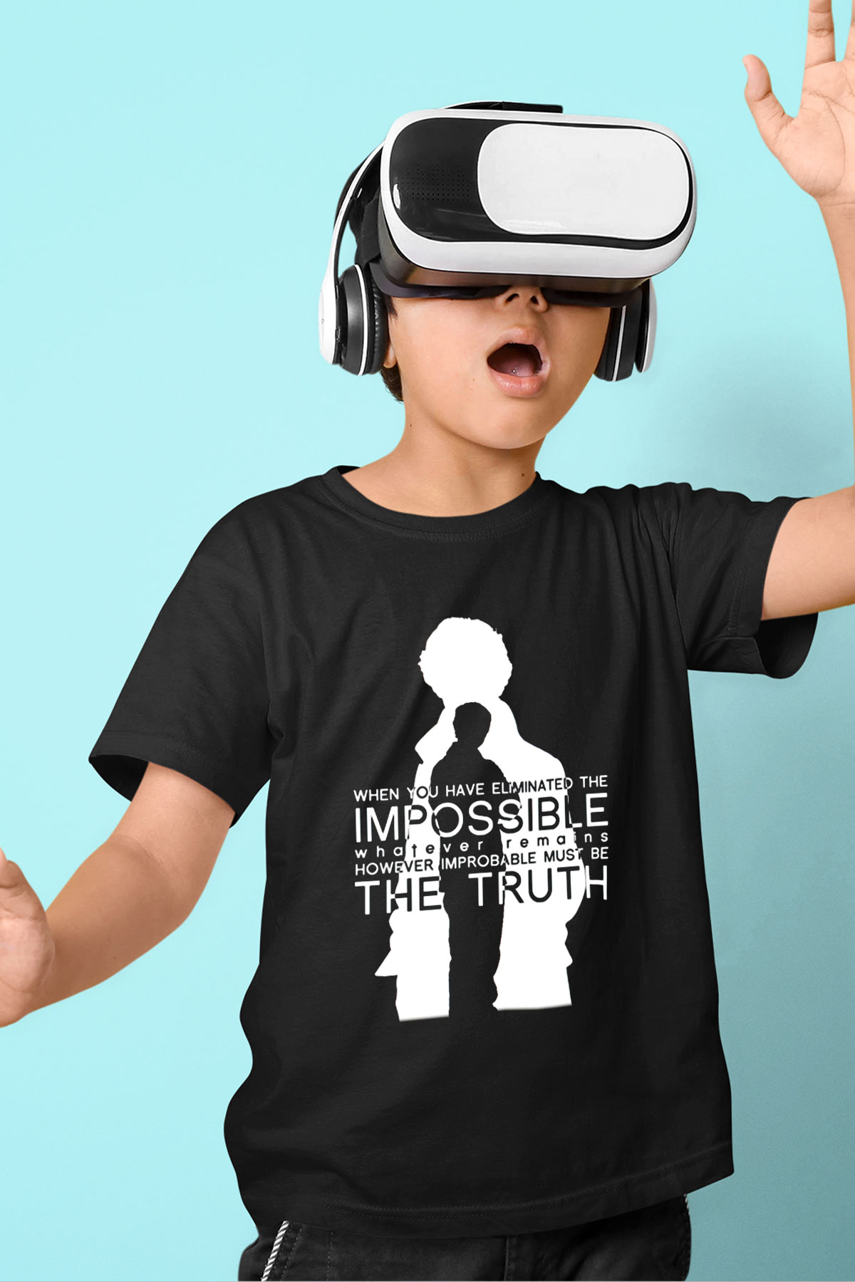 Sherlock Baskılı Siyah Unisex Çocuk Tişört