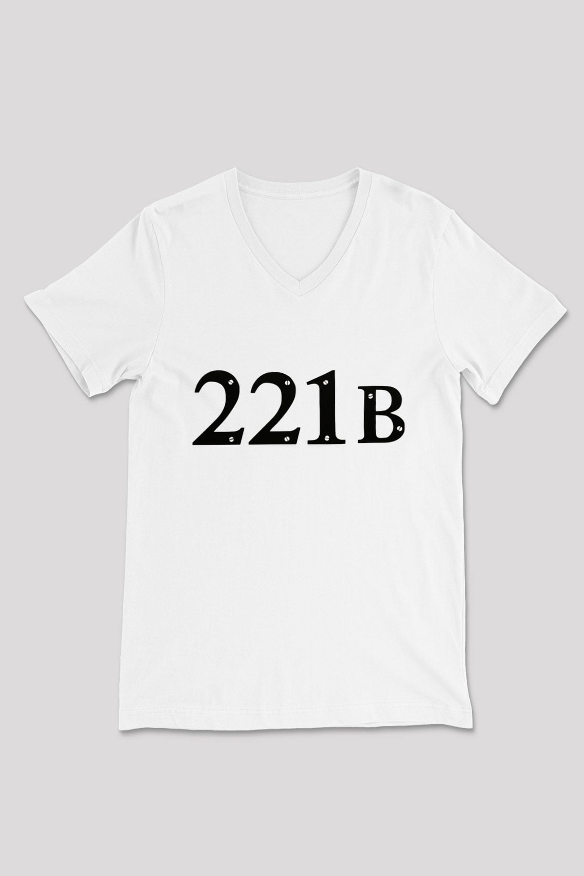 Sherlock Beyaz Unisex V Yaka Tişört T-Shirt
