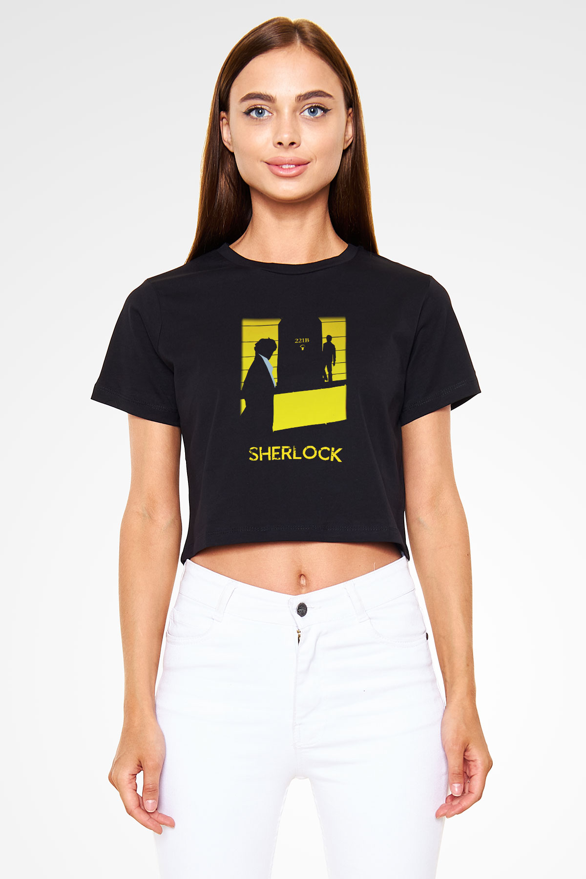 Sherlock Siyah Crop Top Tişört