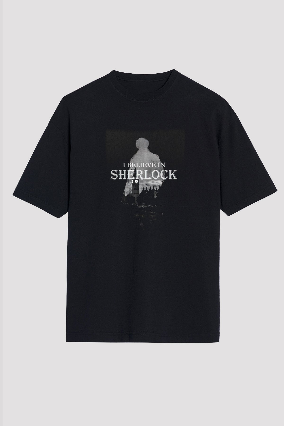 Sherlock Siyah Unisex Oversize Tişört T-Shirt