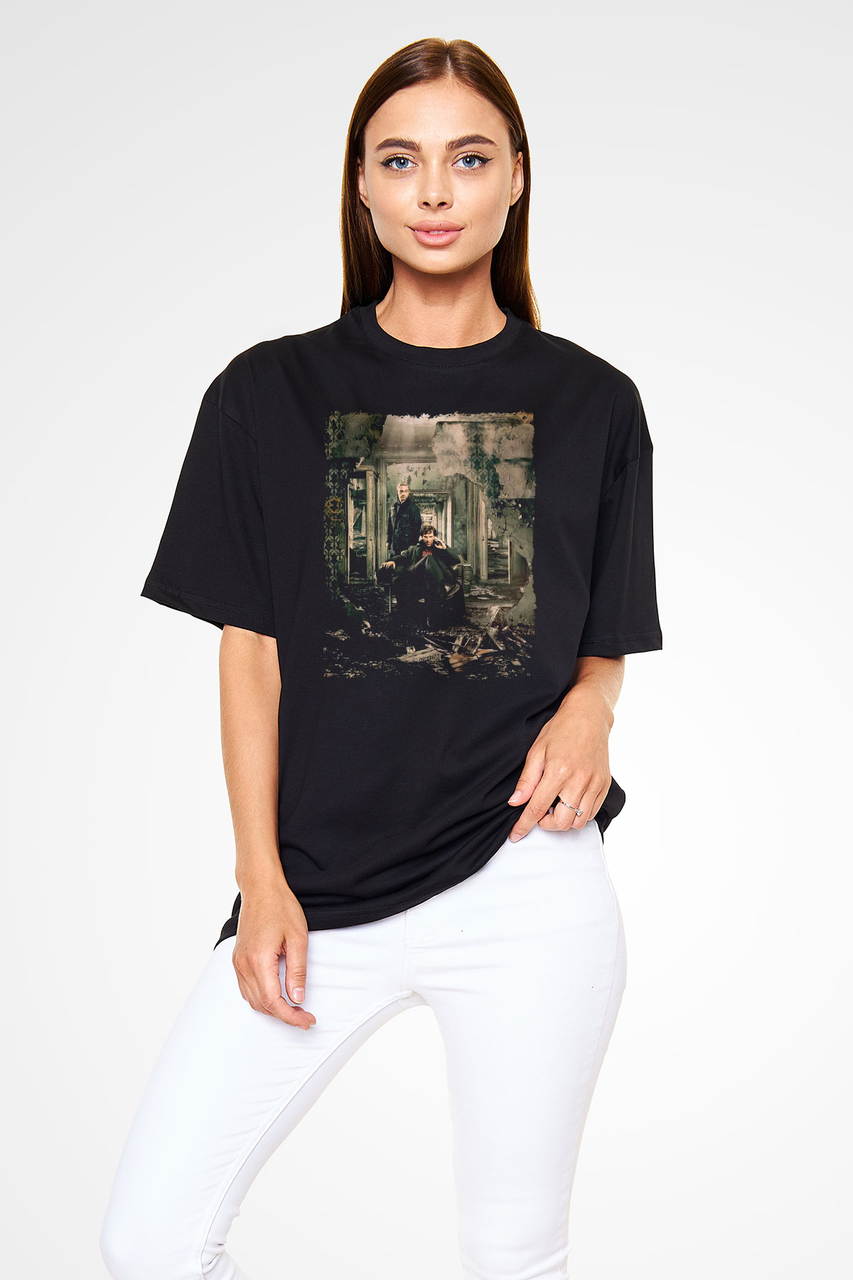 Sherlock Siyah Oversize Tişört Oversize T-shirt