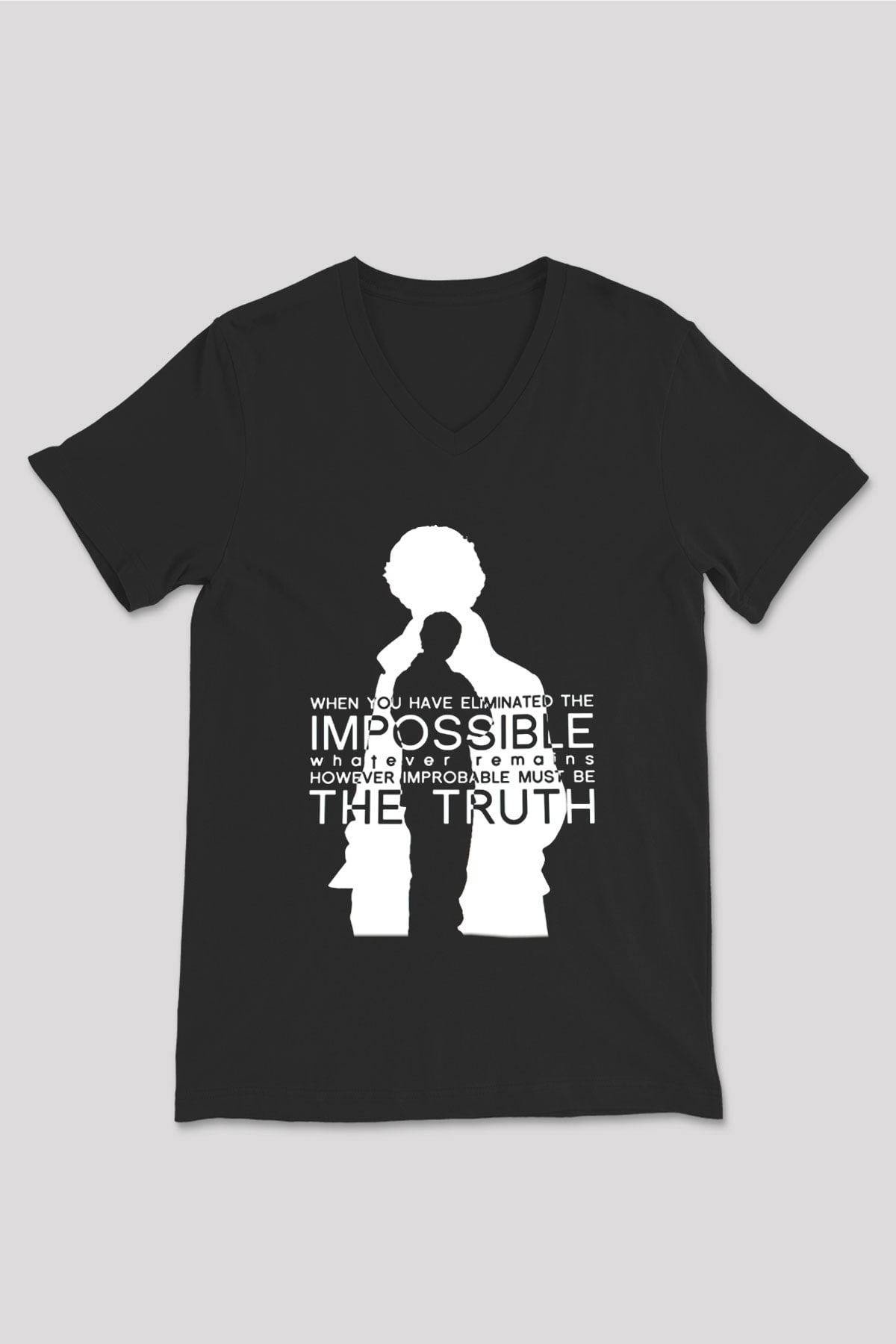 Sherlock Siyah Unisex V Yaka Tişört T-Shirt
