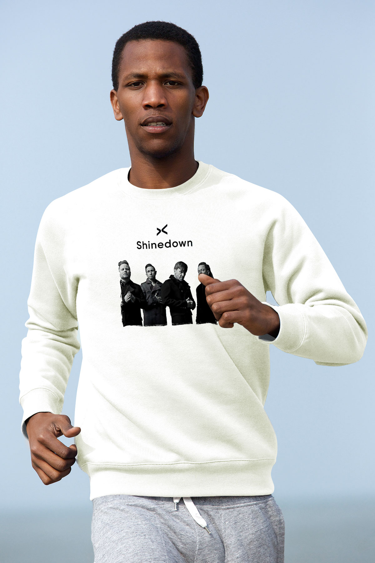 Shinedown Baskılı Beyaz Unisex Sweatshirt
