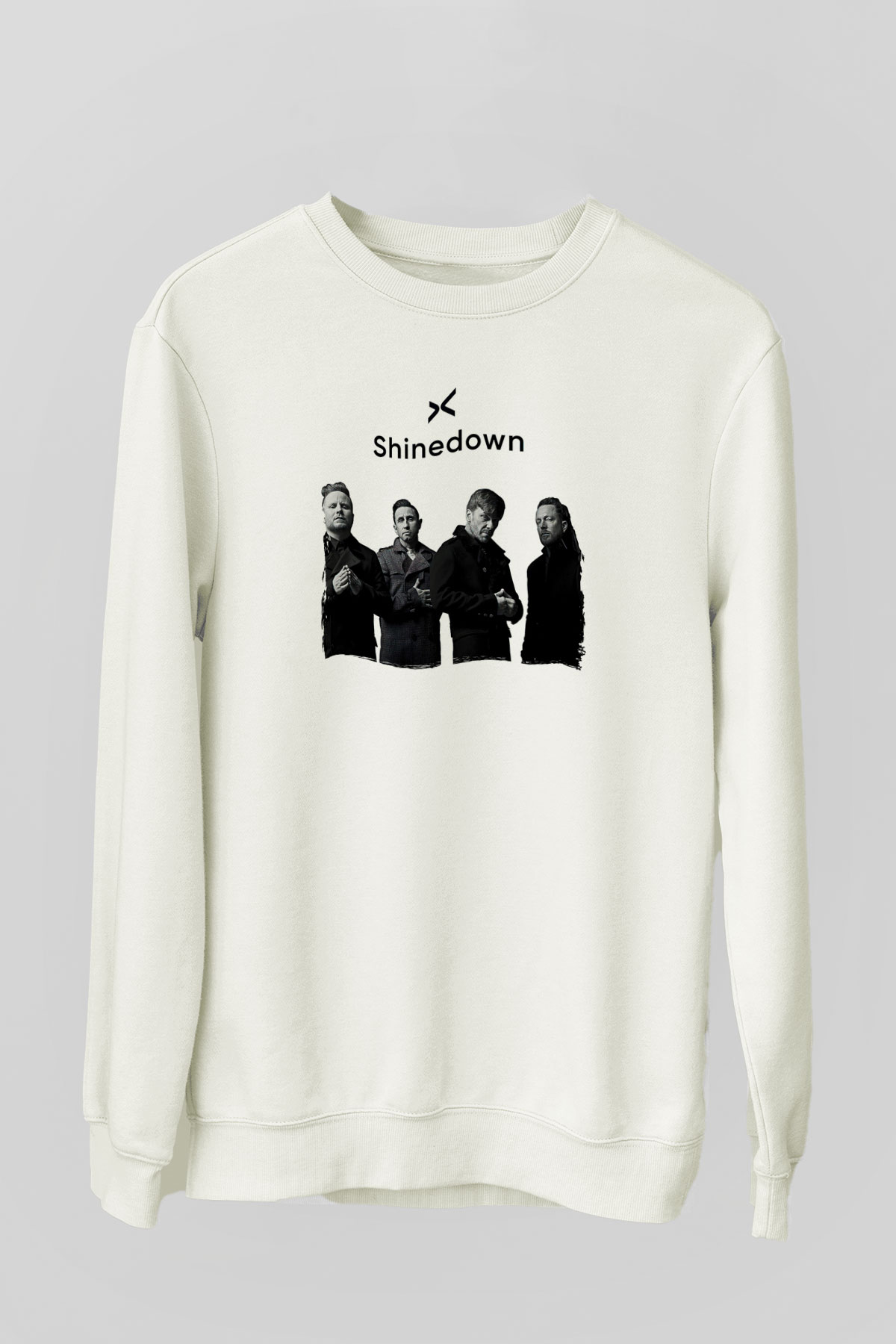 Shinedown Baskılı Beyaz Unisex Sweatshirt