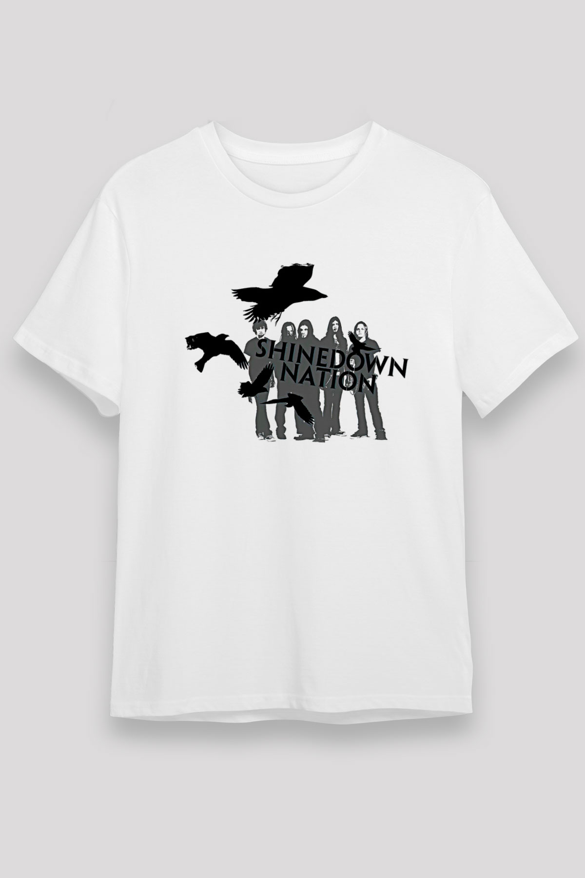 Shinedown Baskılı Unisex Beyaz Tişört - Tshirt