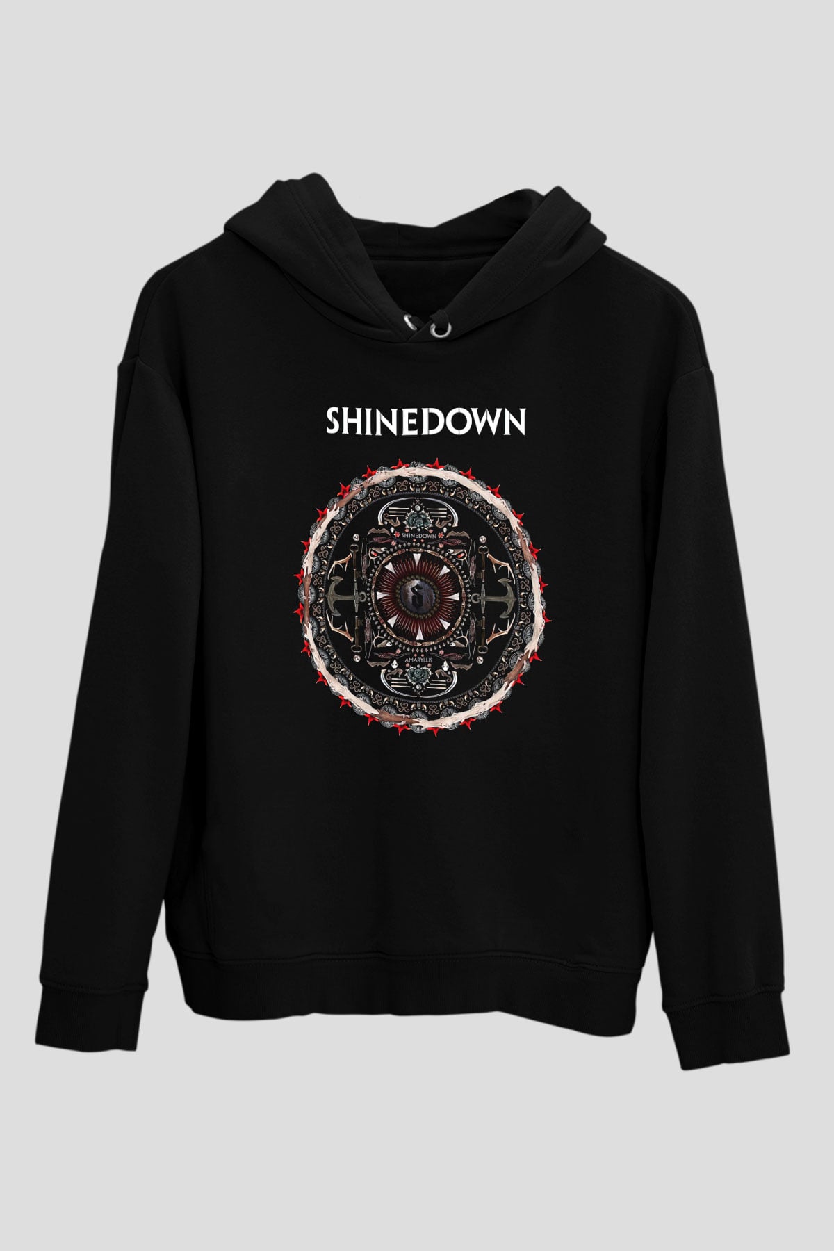 Shinedown Baskılı Unisex Siyah Kapüşonlu Sweatshirt