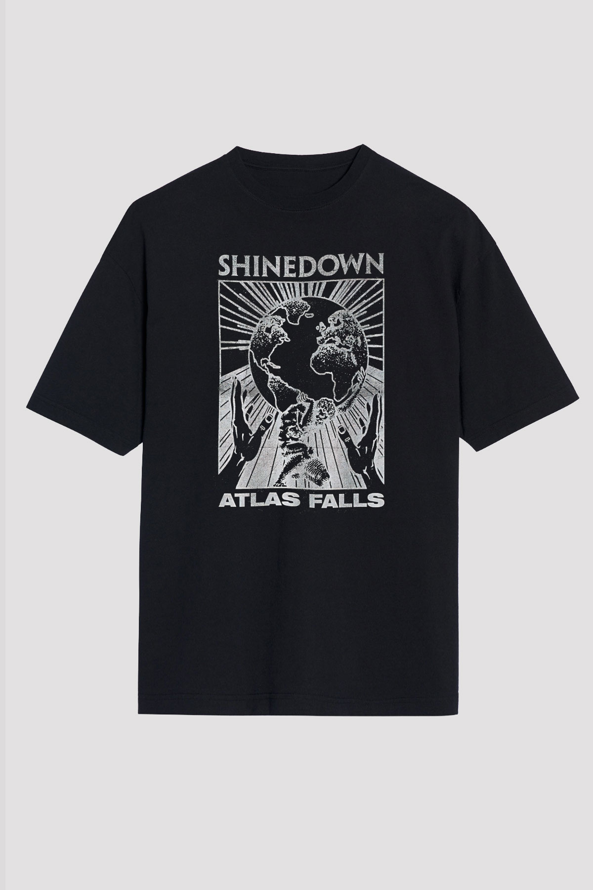 Shinedown Baskılı Unisex Siyah Oversize Tişört - Tshirt