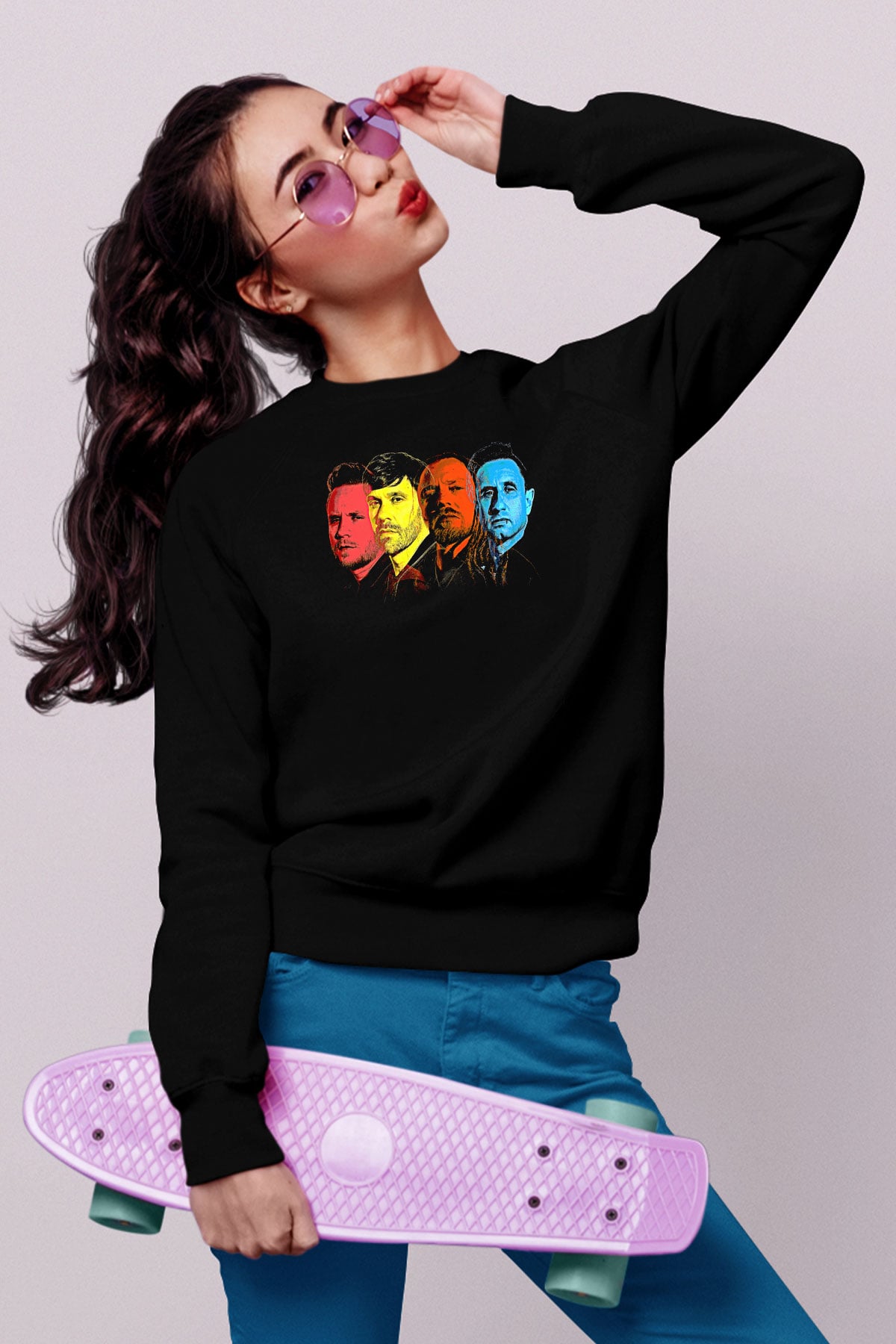 Shinedown Baskılı Unisex Siyah Sweatshirt