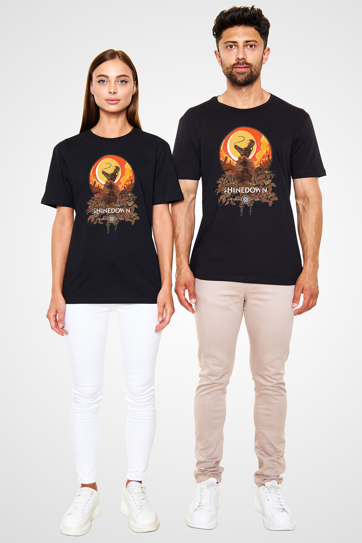Shinedown Baskılı Unisex Siyah Tişört - Tshirt