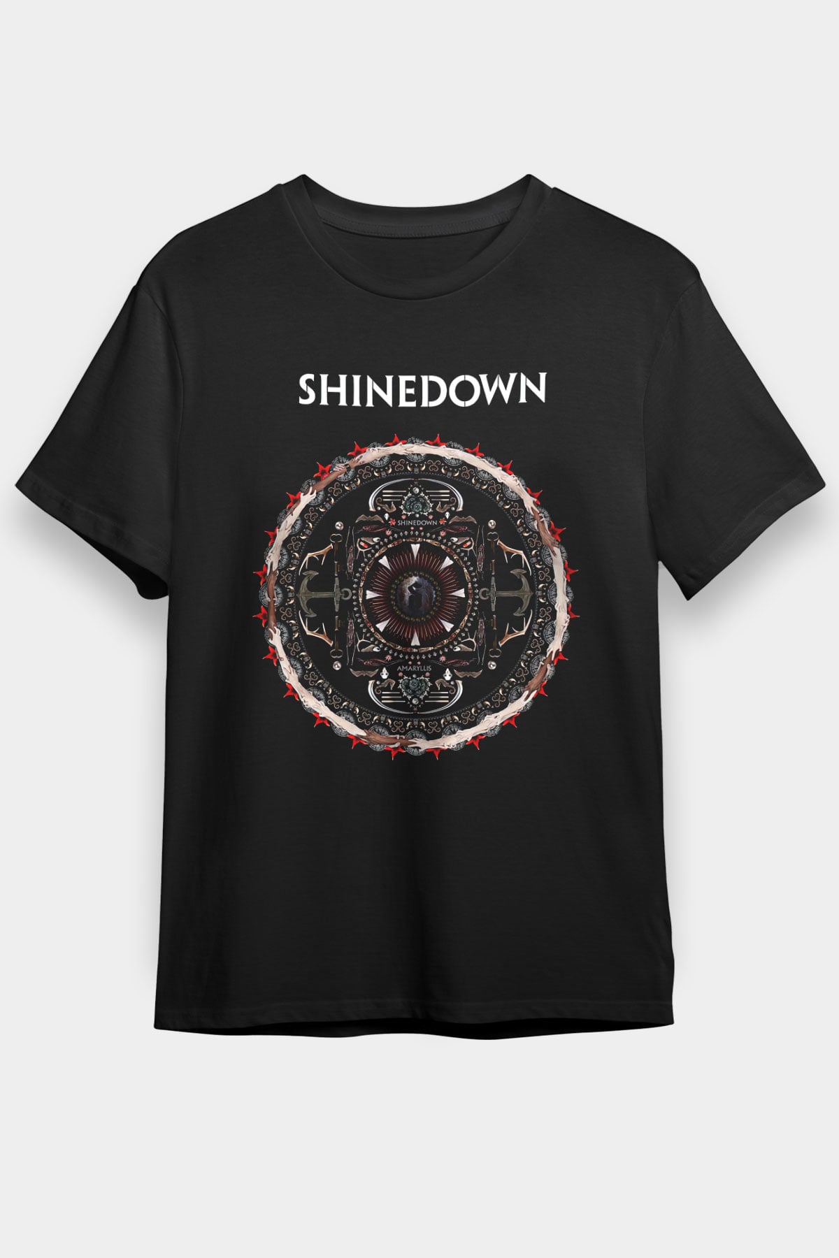 Shinedown Baskılı Unisex Siyah Tişört - Tshirt