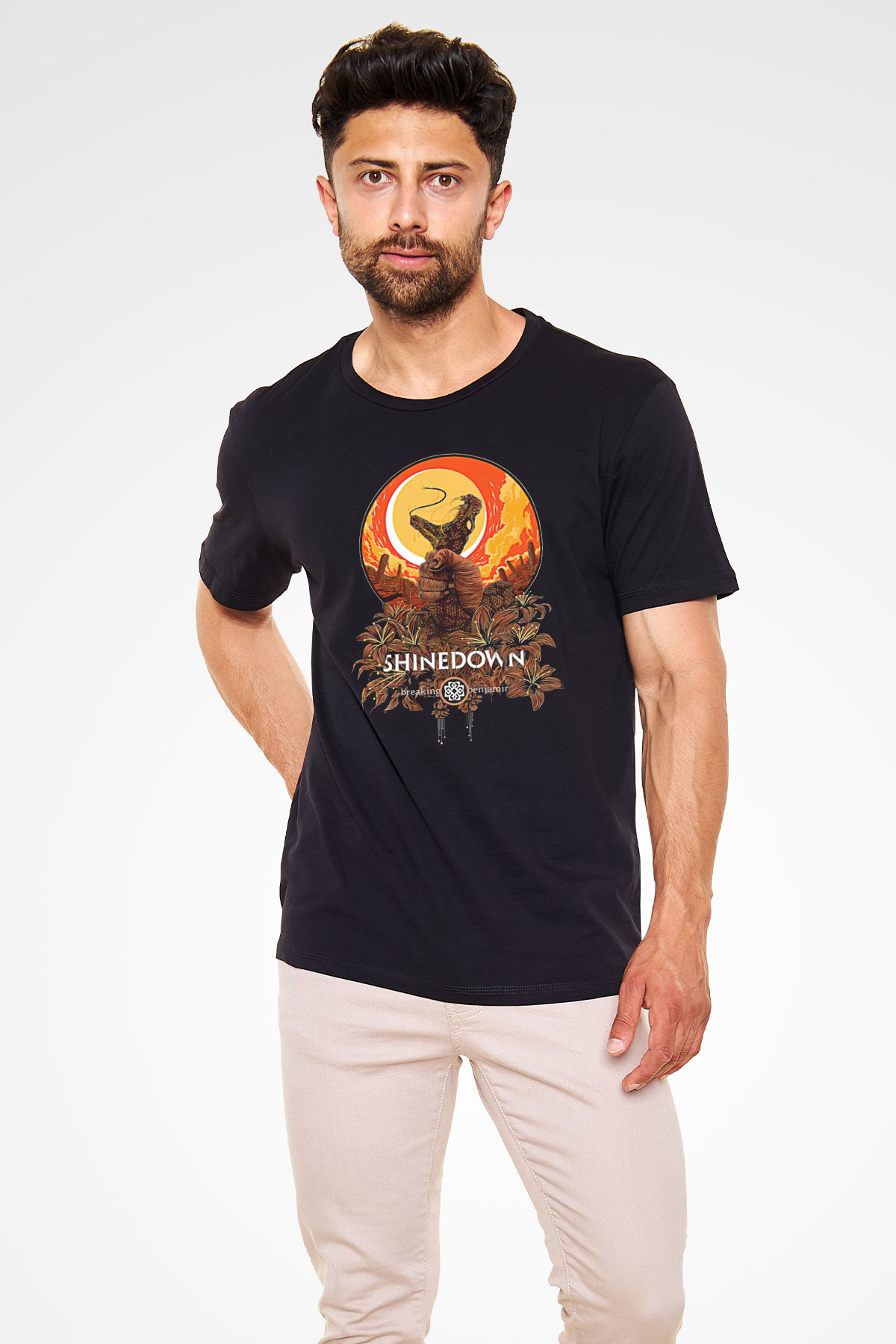 Shinedown Baskılı Unisex Siyah Tişört - Tshirt