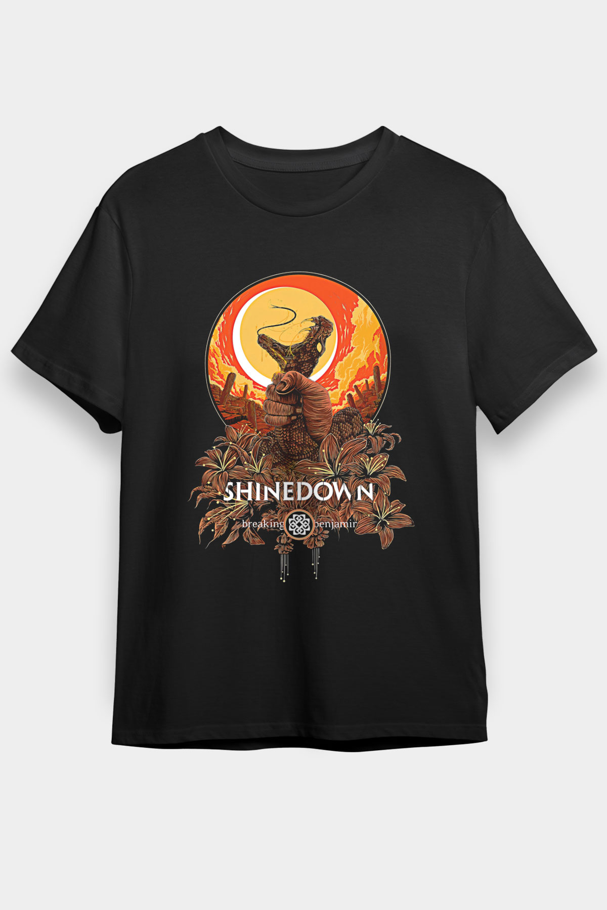 Shinedown Baskılı Unisex Siyah Tişört - Tshirt