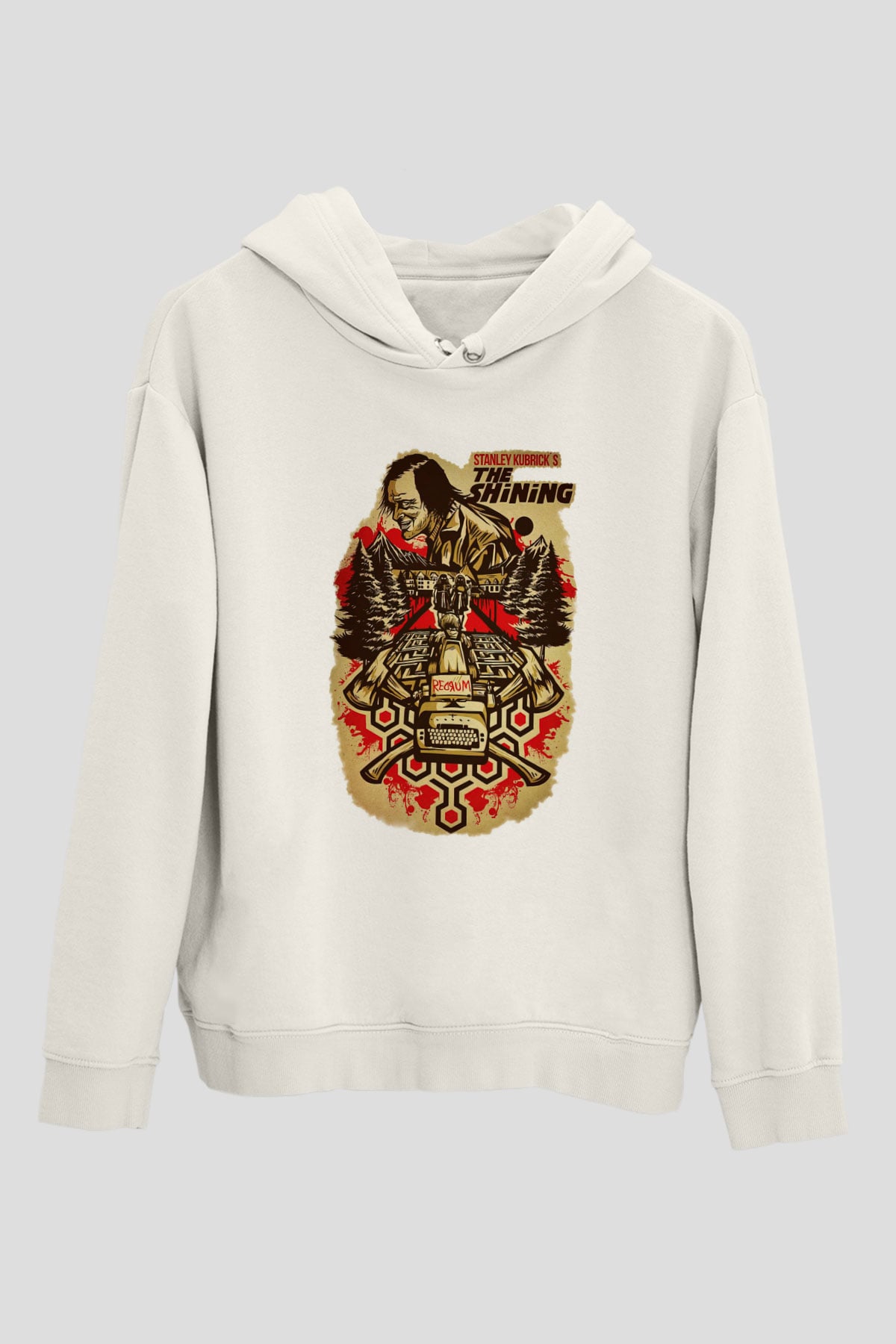 Shining Beyaz Unisex Kapşonlu Sweatshirt