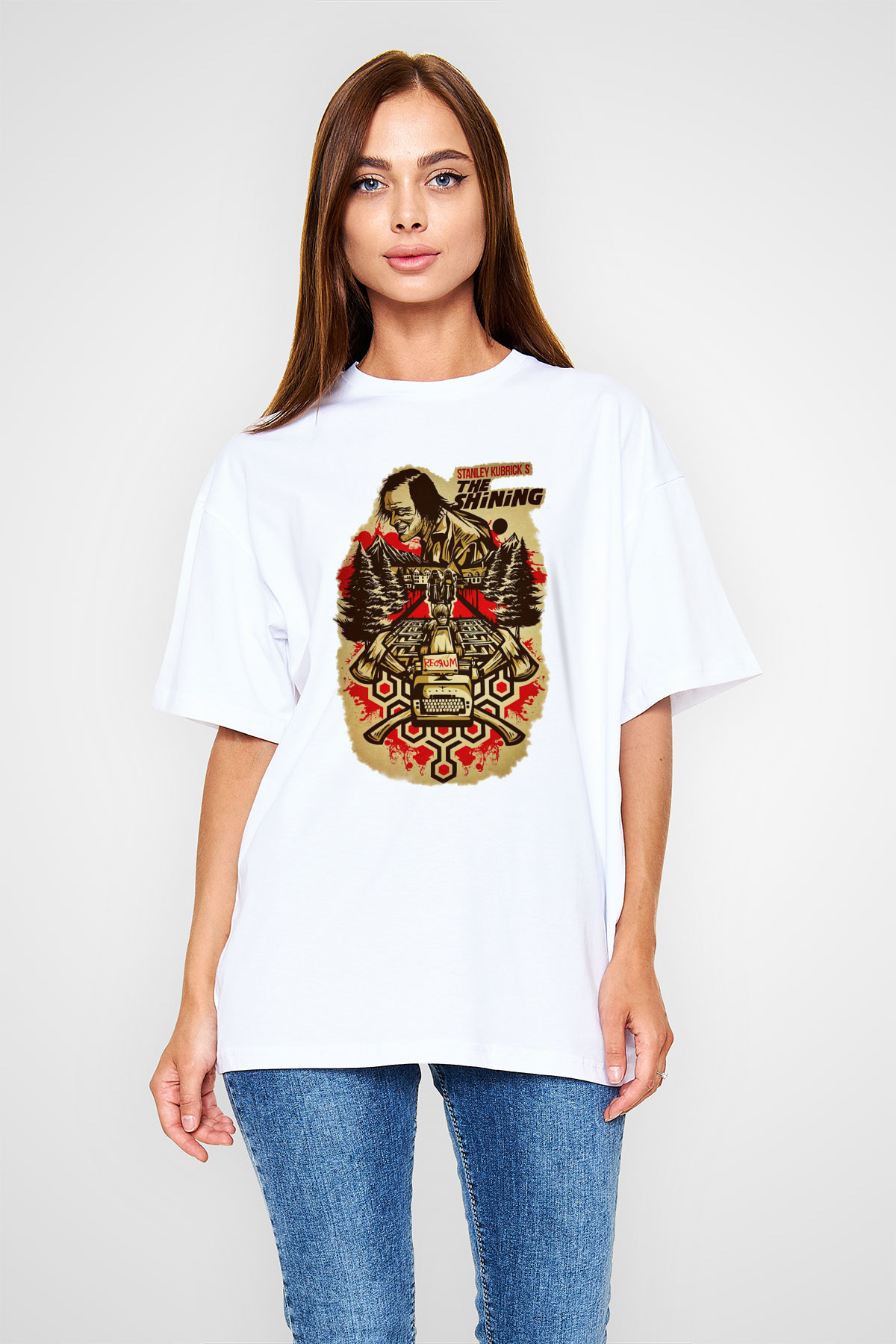 Shining Beyaz Unisex Oversize Tişört