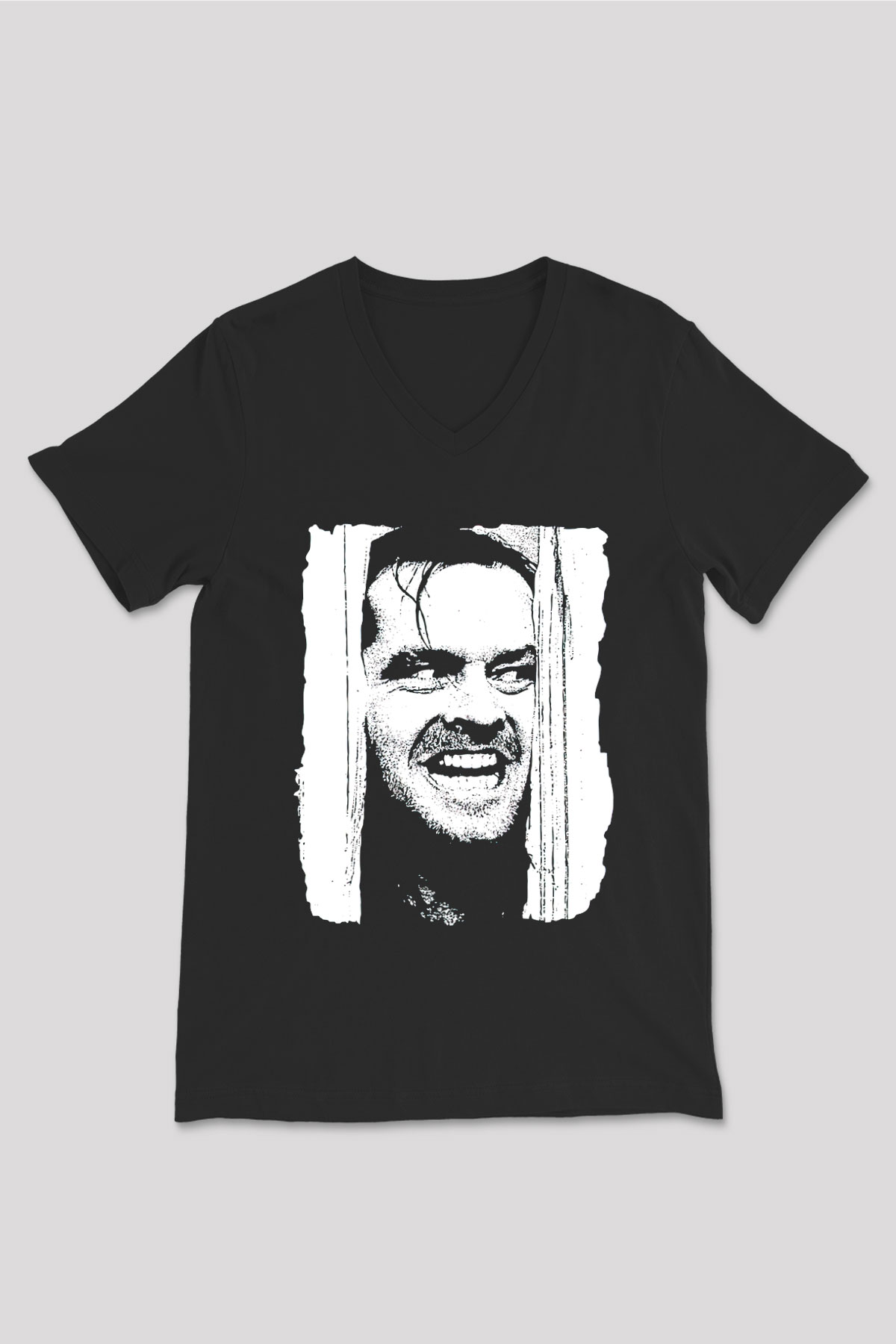 Shining Siyah Unisex  V Yaka Tişört