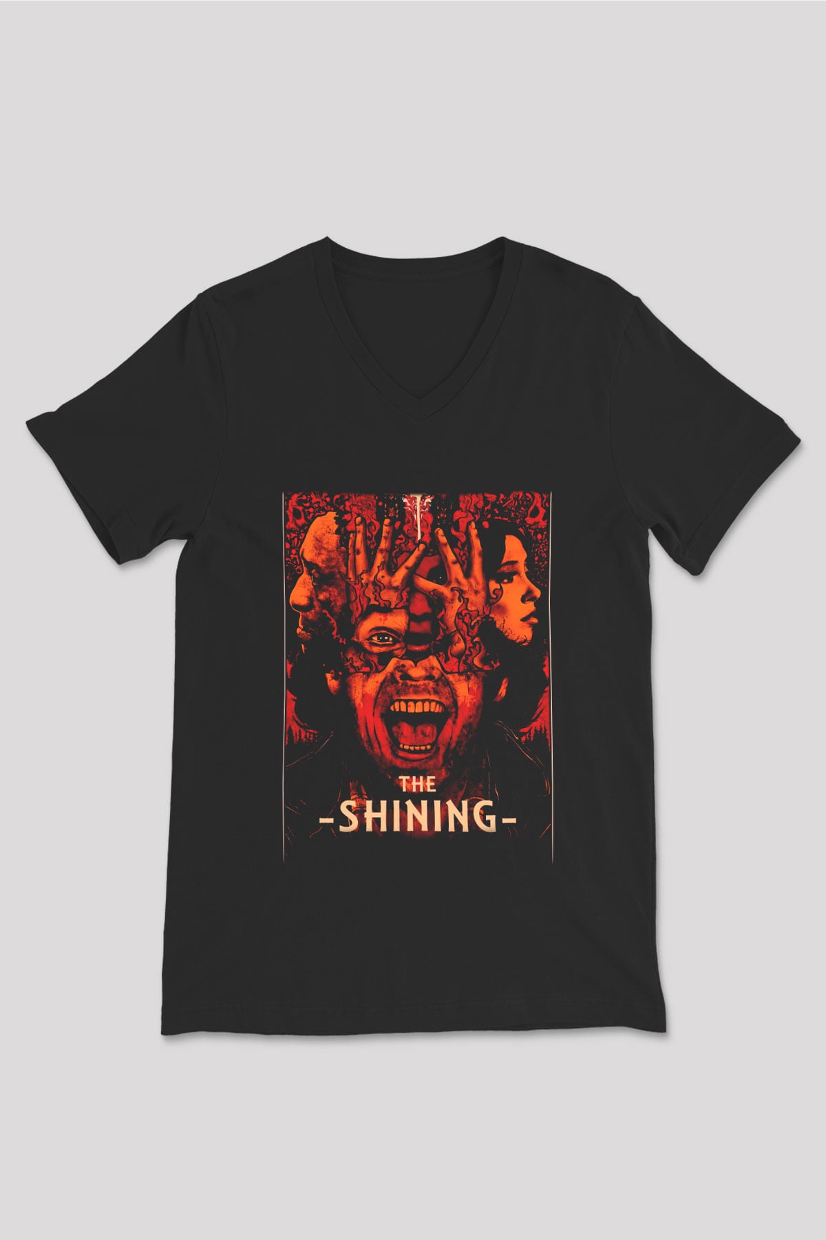 Shining Siyah Unisex V Yaka Tişört