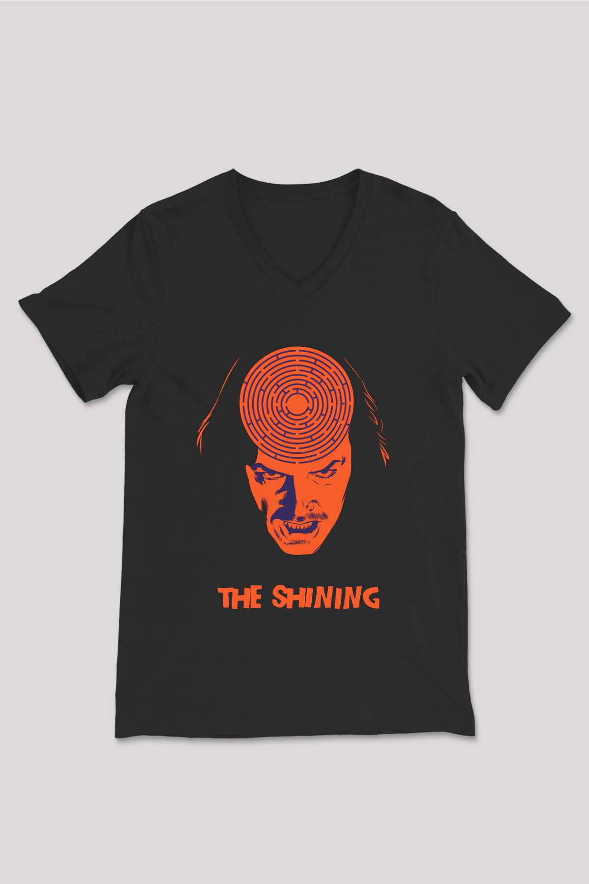 Shining Siyah Unisex V Yaka Tişört