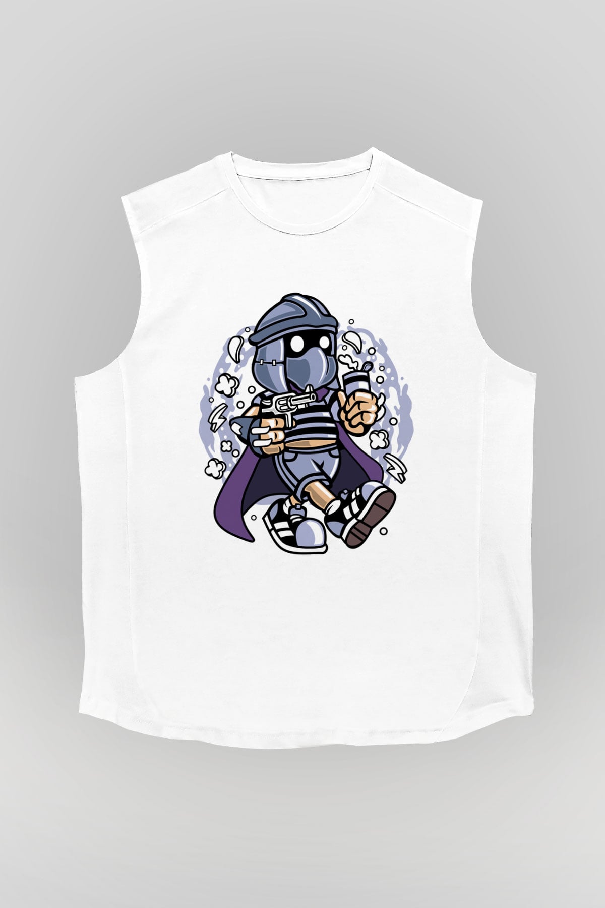 Shredder Bastard Baskılı Beyaz Unisex Kolsuz Tişört