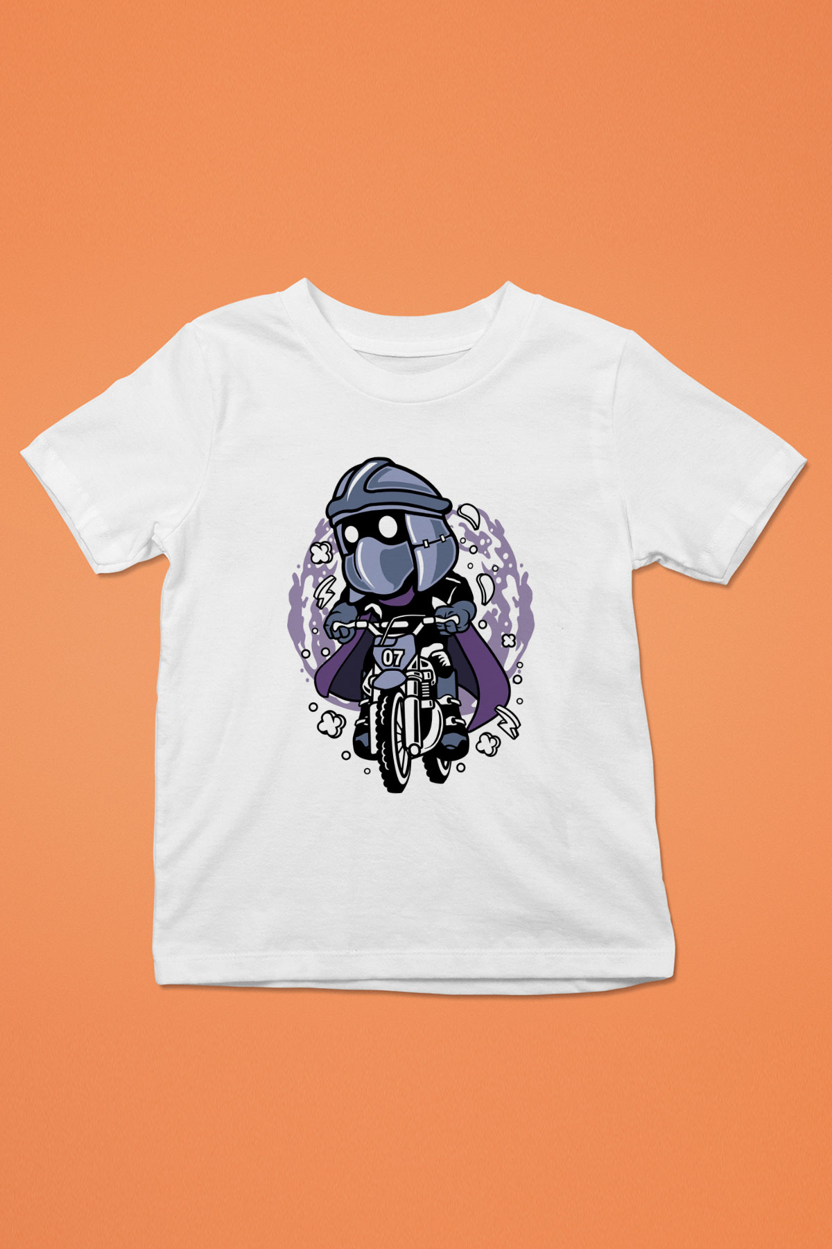 Shredder Biker Baskılı Beyaz Unisex Çocuk Tshirt