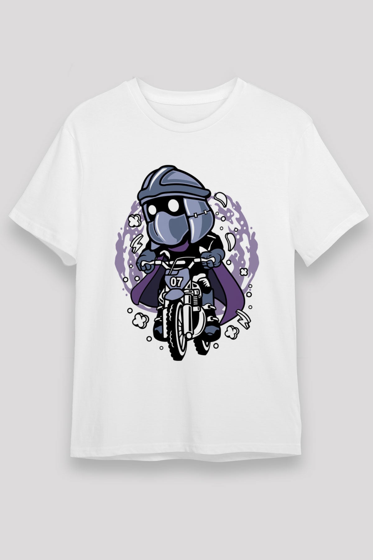 Shredder Biker Baskılı Beyaz Unisex Tshirt