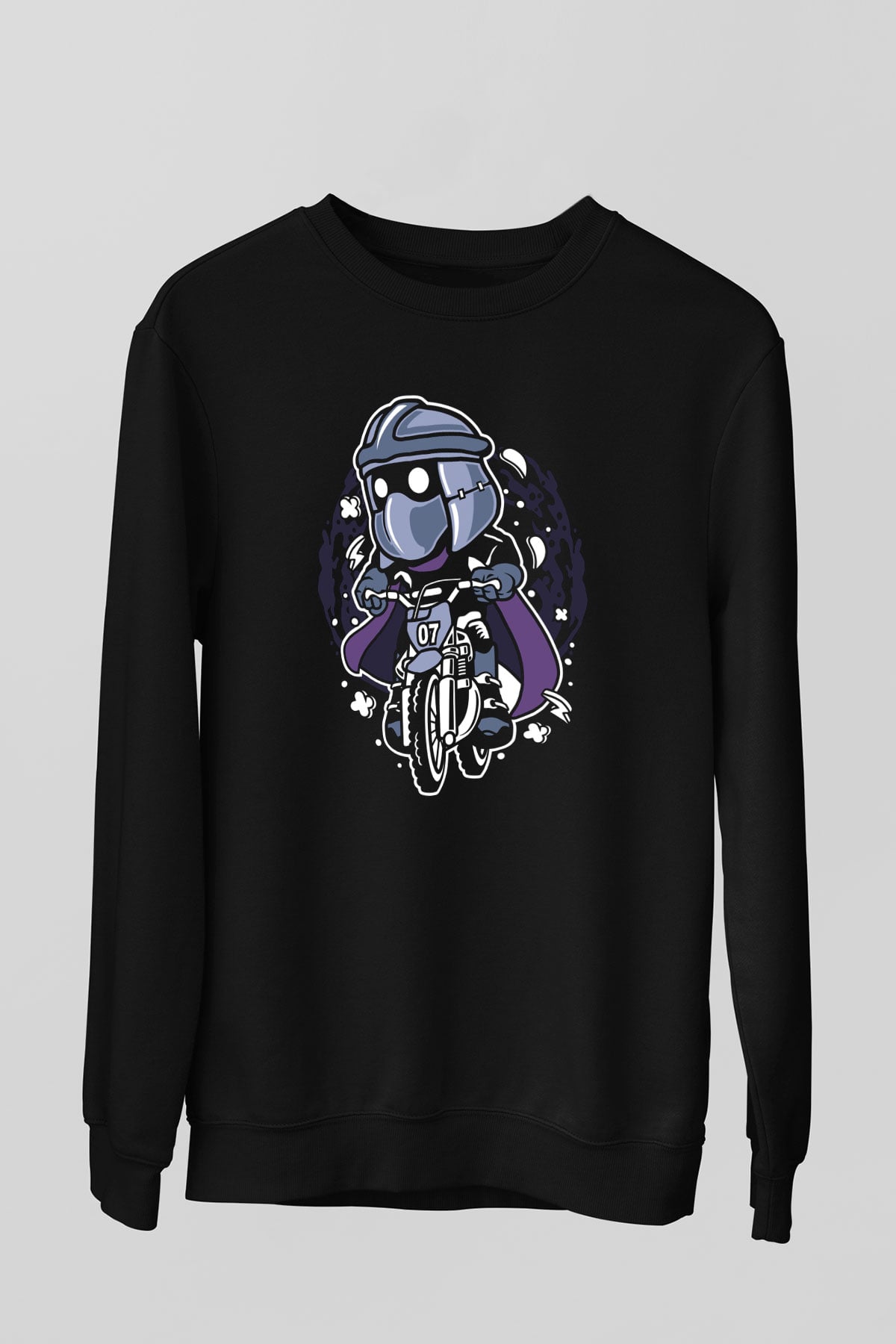 Shredder Biker Baskılı Siyah Unisex Tshirt
