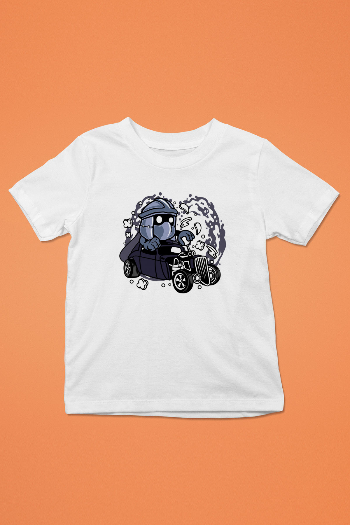Shredder Hotrod Baskılı Beyaz Unisex Çocuk Tişört