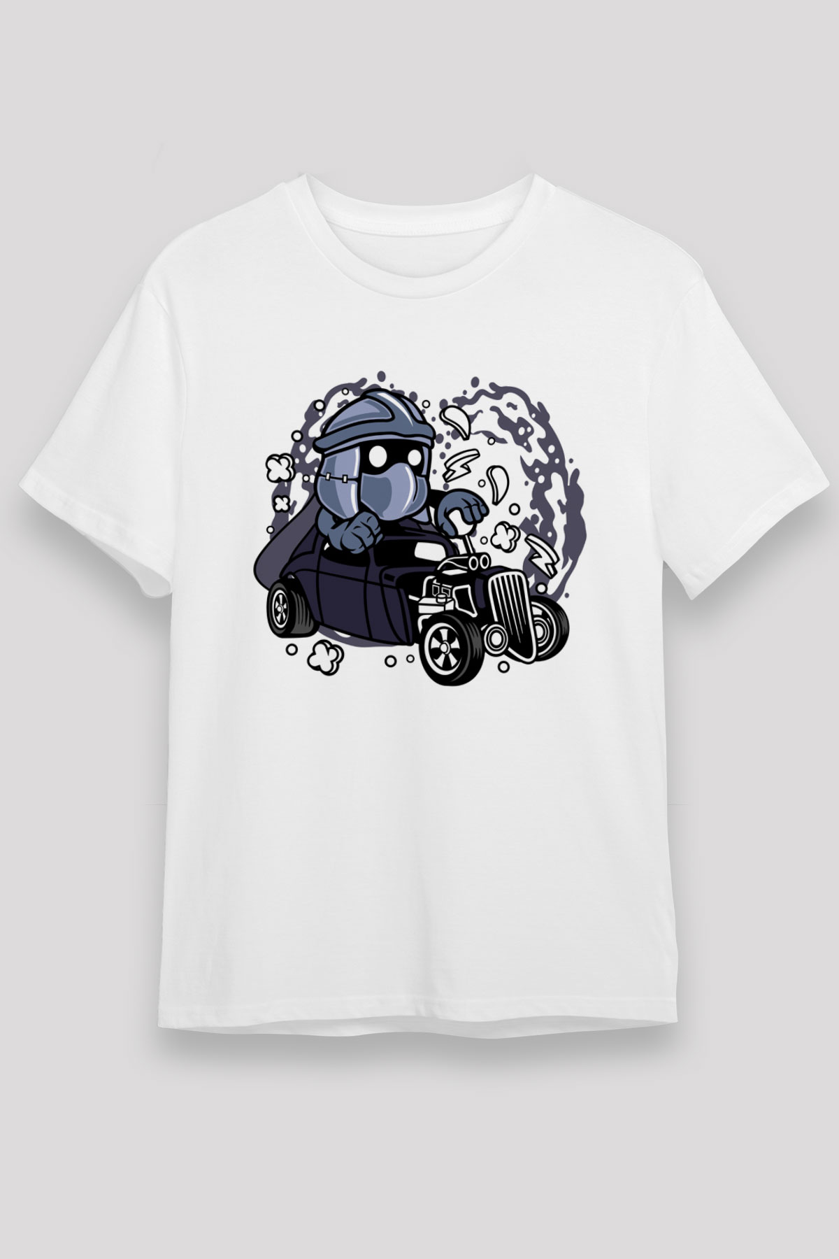 Shredder Hotrod Baskılı Beyaz Unisex Tişört