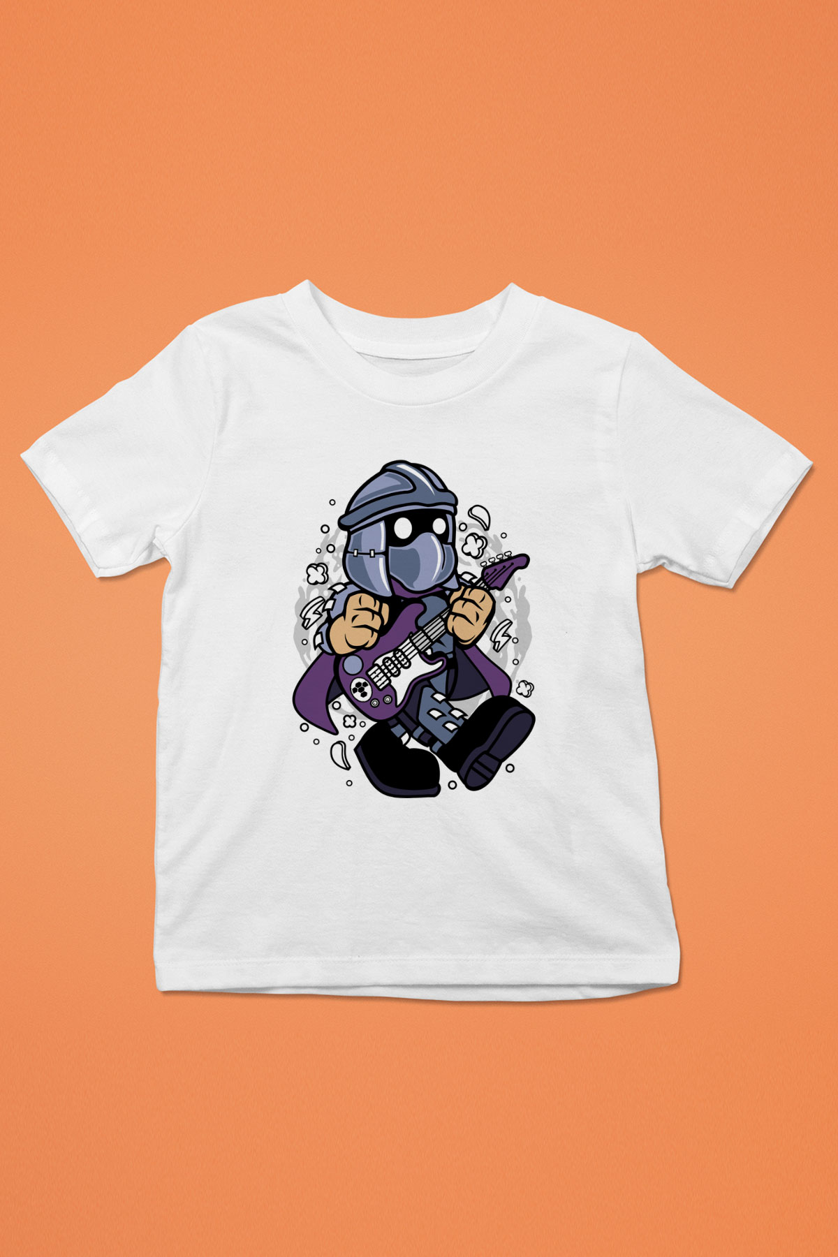 Shredder Rocker Baskılı Beyaz Unisex Çocuk Tshirt