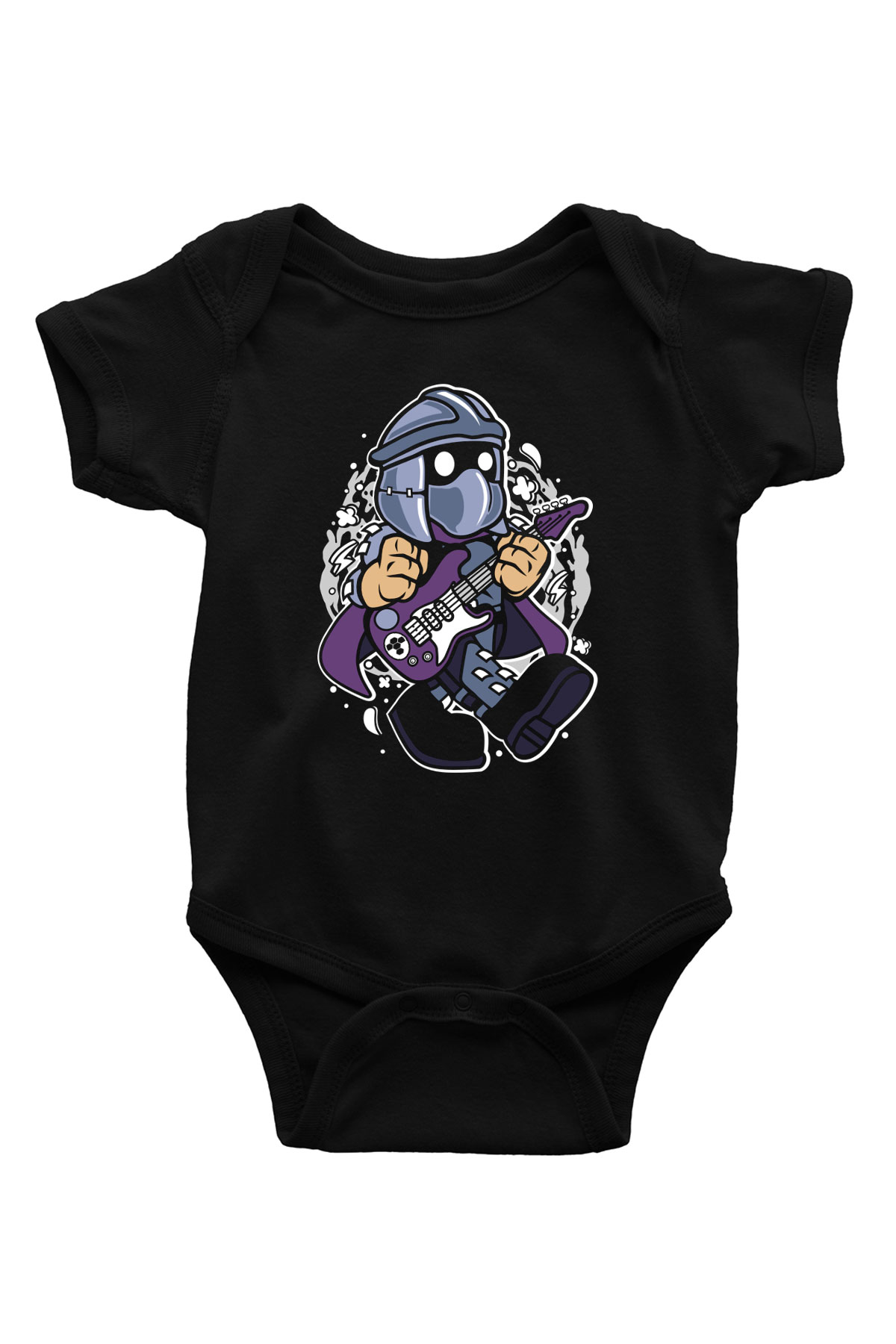Shredder Rocker Baskılı Siyah Bebek Body - Zıbın