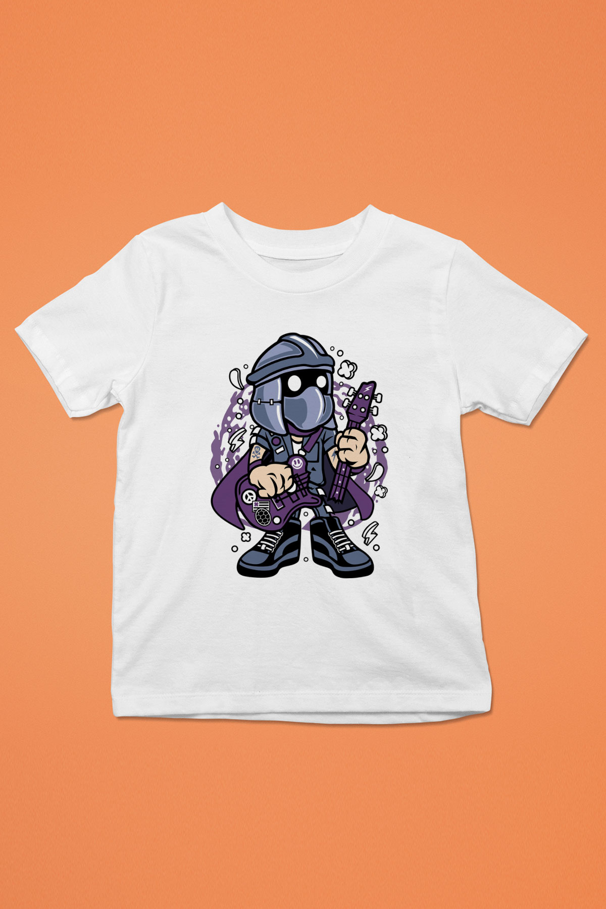 Shredder Rockstar Baskılı Beyaz Unisex Çocuk Tshirt