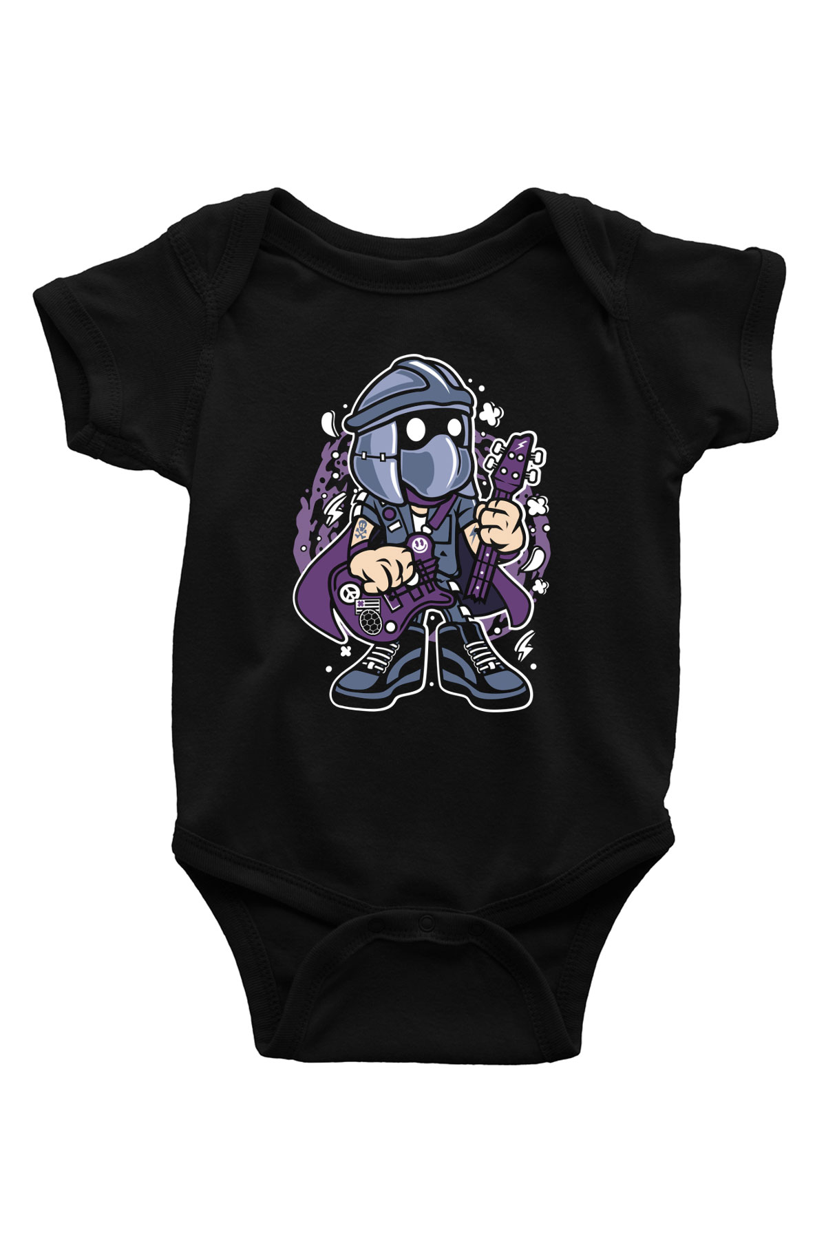 Shredder Rockstar Baskılı Siyah Bebek Body - Zıbın