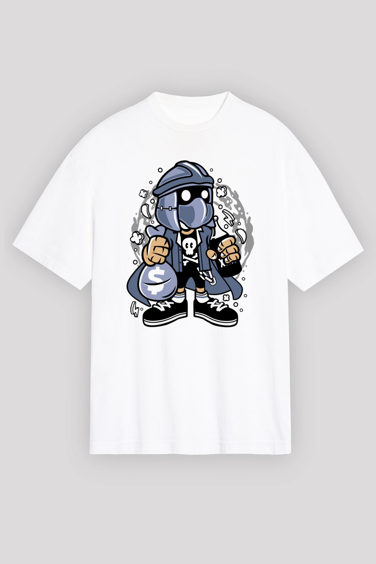 Shredder Street Bastard Baskılı Beyaz Unisex Oversize Tişört