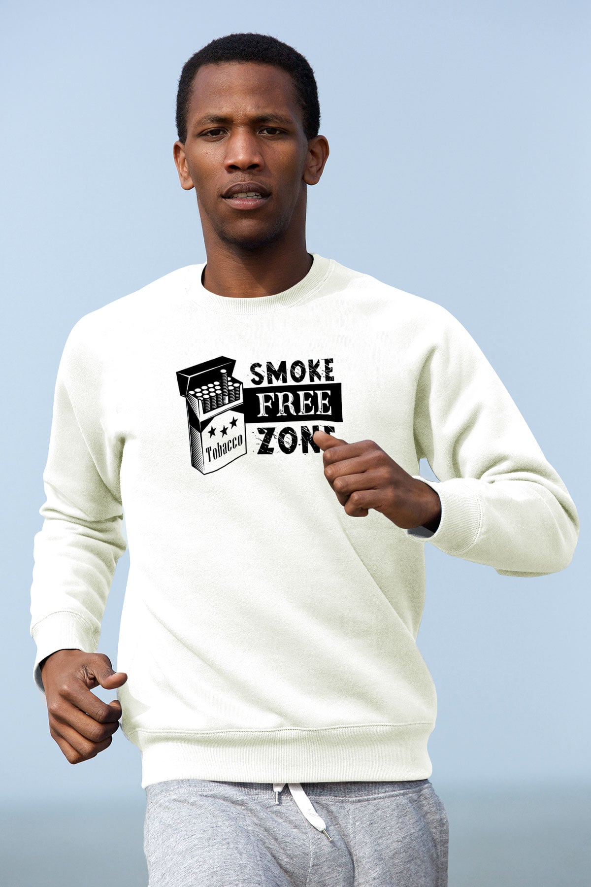 Sigarayı Bırakma Günü Baskılı Beyaz Unisex Sweatshirt