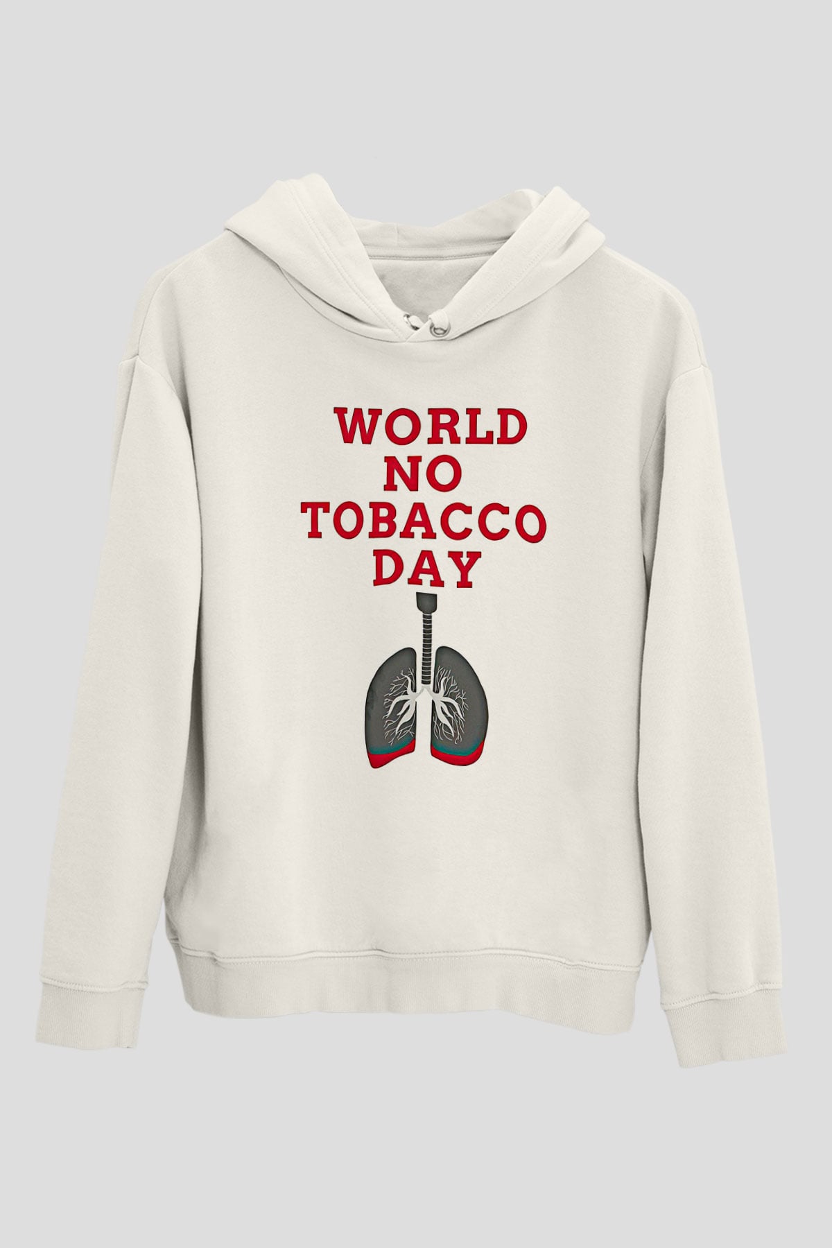 Sigarayı Bırakma Günü Baskılı Beyaz Unisex Kapüşonlu Sweatshirt