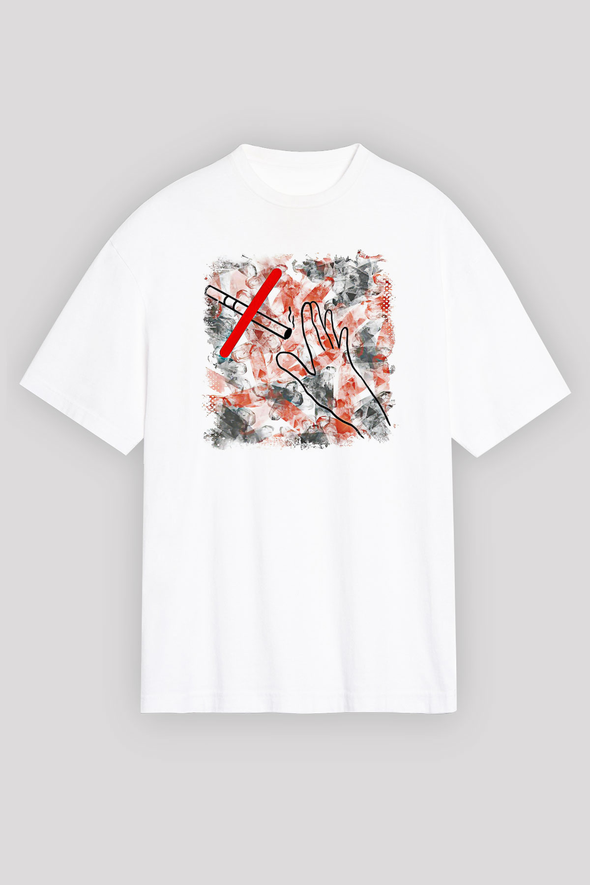 Sigarayı Bırakma Günü Baskılı Beyaz Unisex Oversize Tişört - Tshirt
