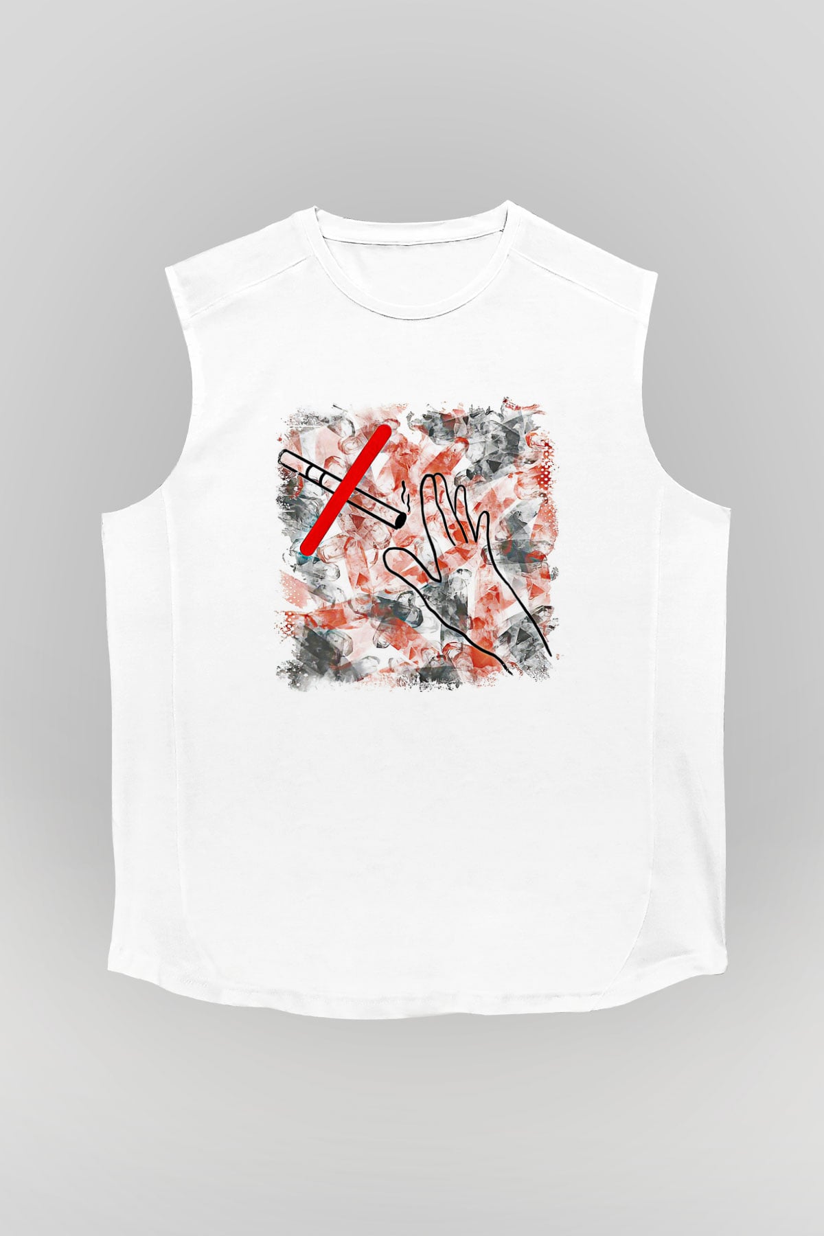 Sigarayı Bırakma Günü Baskılı Beyaz Unisex Kolsuz Tişört - Tshirt