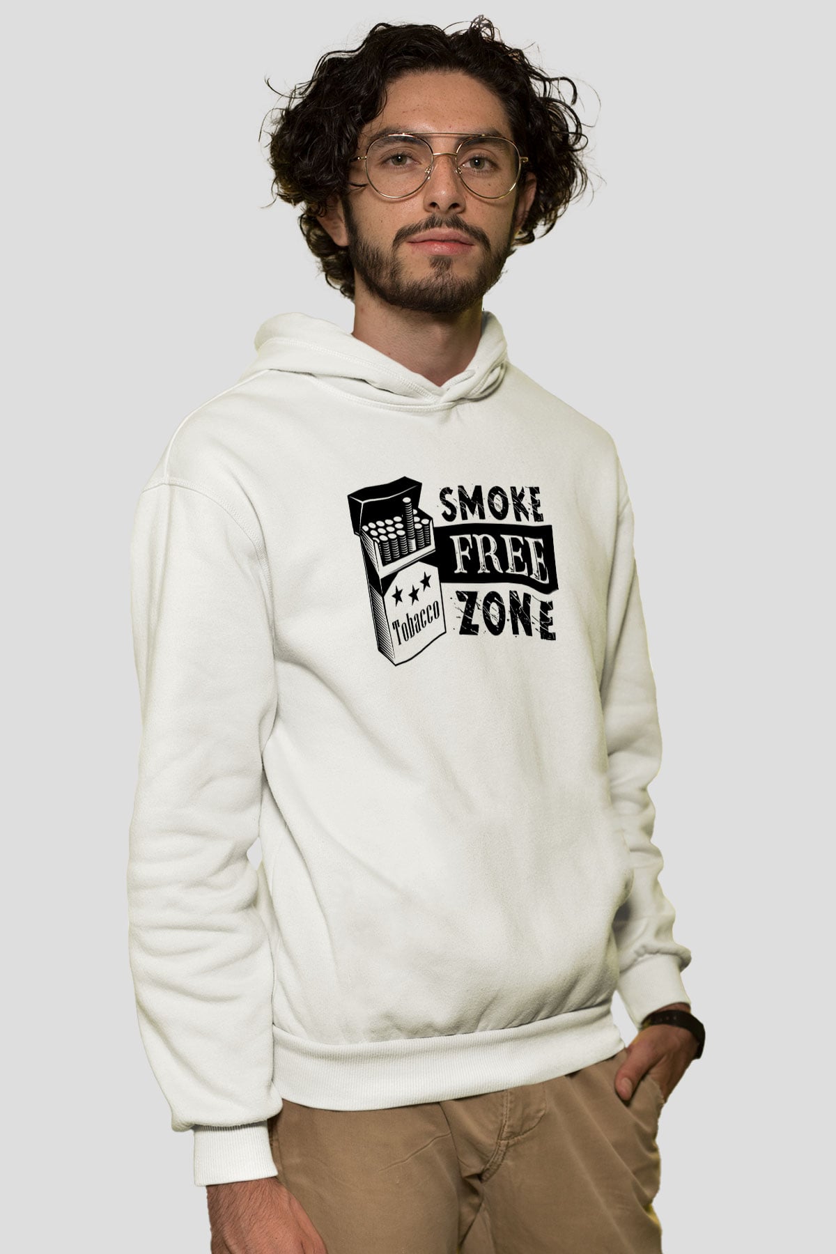 Sigarayı Bırakma Günü Baskılı Beyaz Unisex Kapüşonlu Sweatshirt