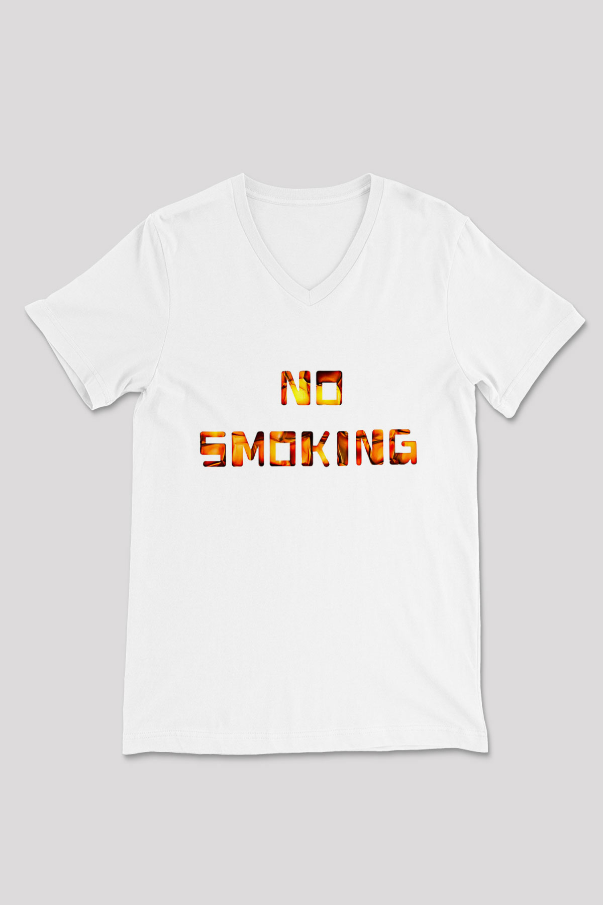 Sigarayı Bırakma Günü Baskılı Beyaz Unisex V Yaka Tişört - Tshirt