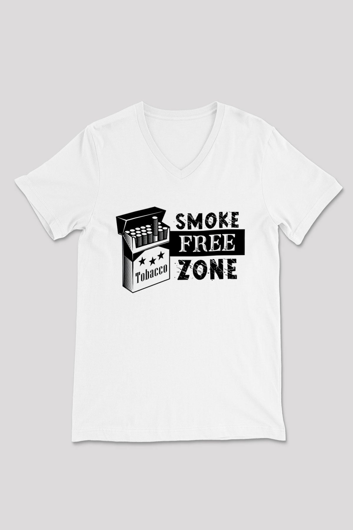 Sigarayı Bırakma Günü Baskılı Beyaz Unisex V Yaka Tişört - Tshirt