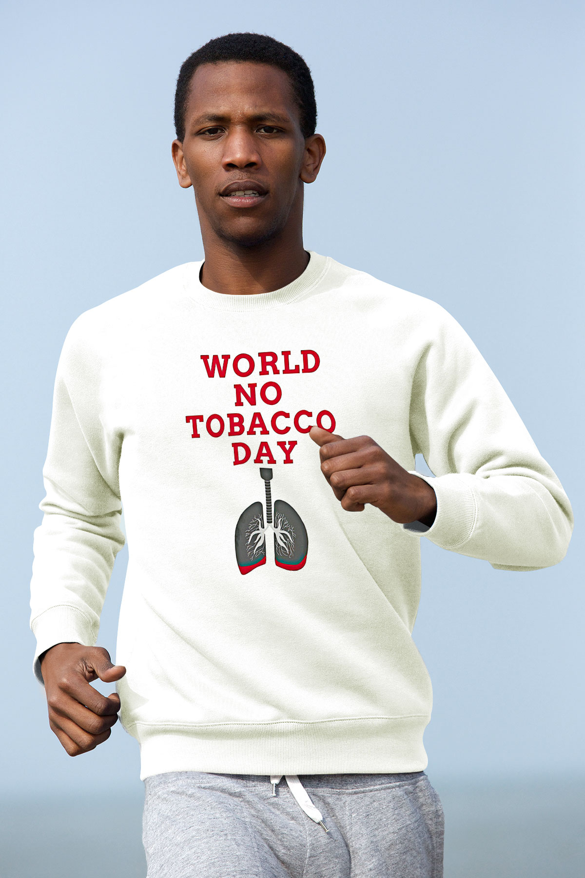 Sigarayı Bırakma Günü Baskılı Beyaz Unisex Sweatshirt