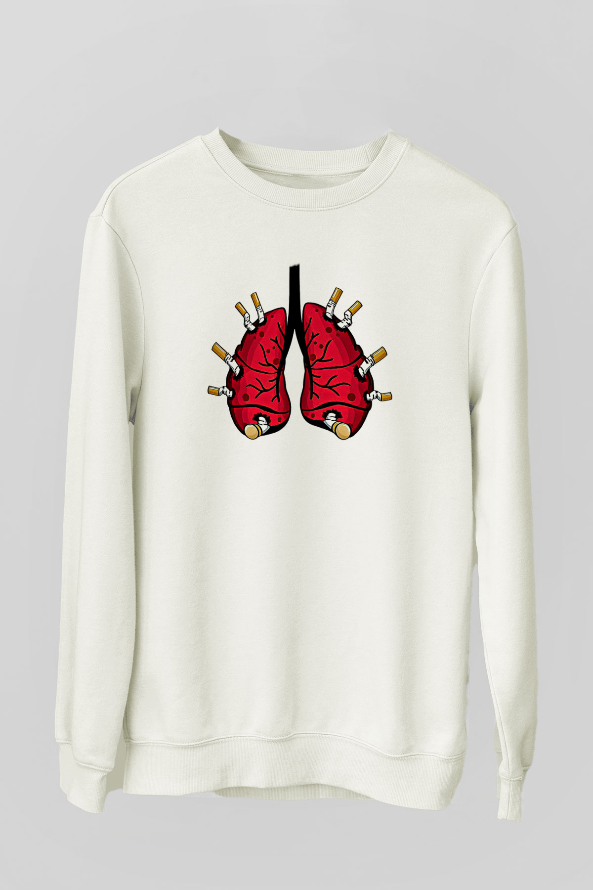Sigarayı Bırakma Günü Baskılı Beyaz Unisex Sweatshirt