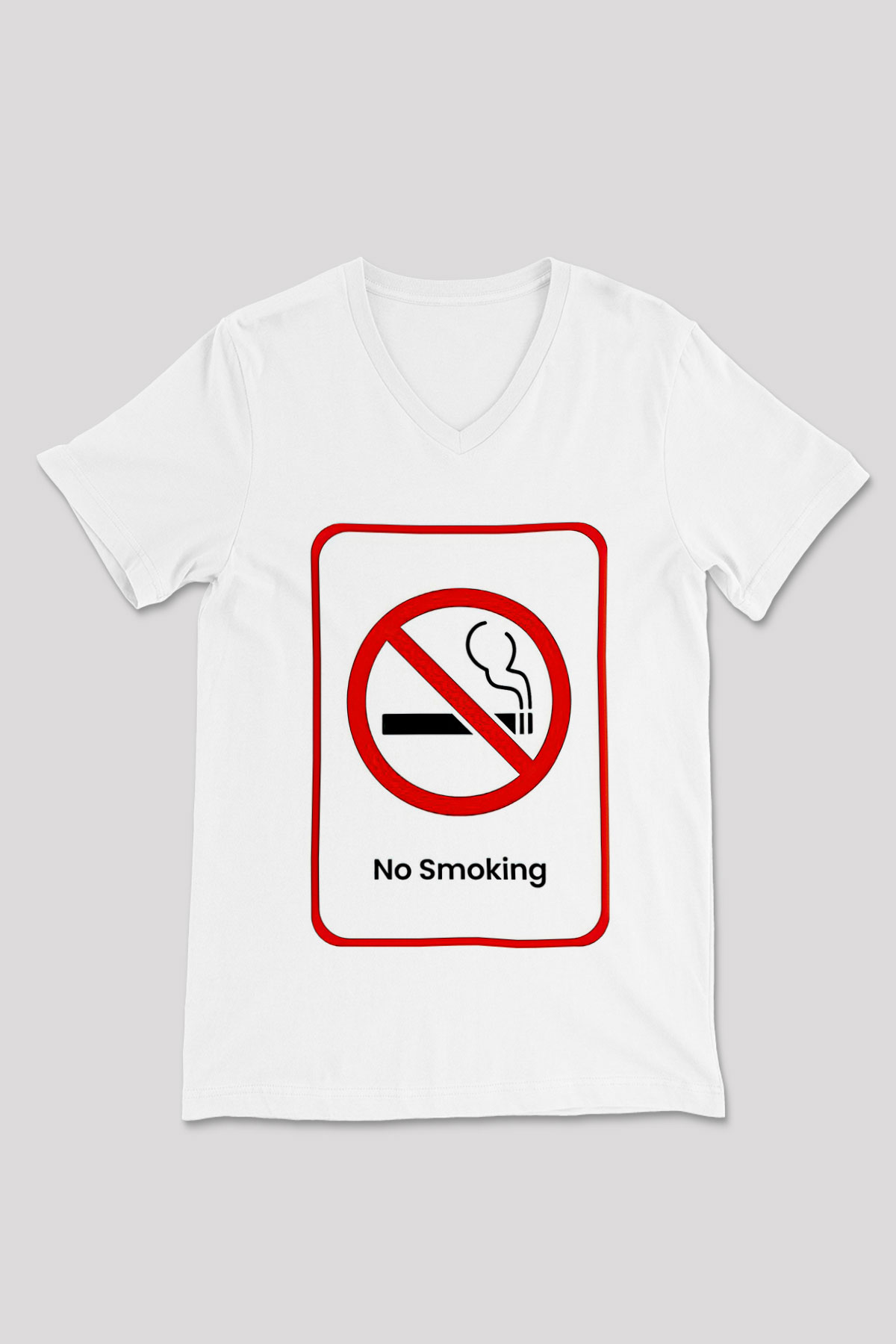 Sigarayı Bırakma Günü Baskılı Beyaz Unisex V Yaka Tişört - Tshirt